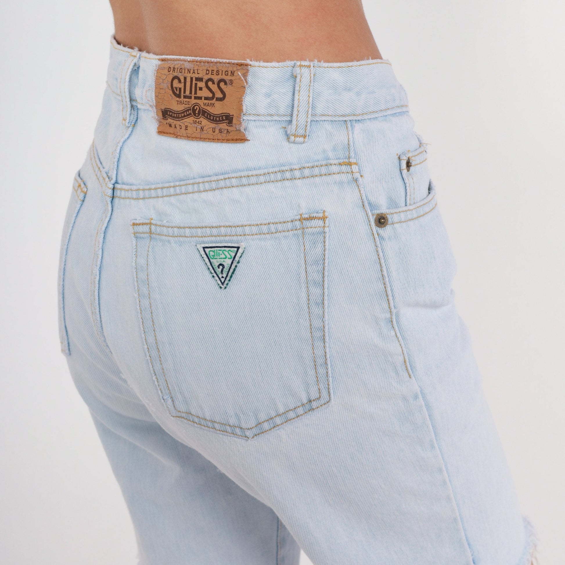 90s Guess Denim Cutoff Shorts Light Wash Mid Rise Small S