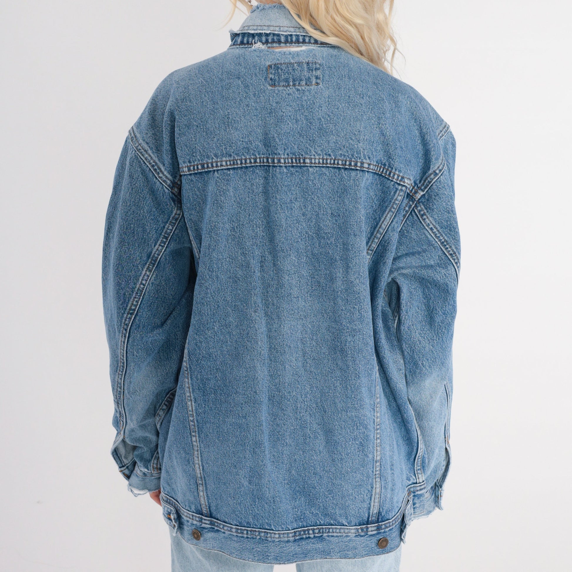 90s Wrangler Blue Denim Jacket Button Up Jean Jacket Large L
