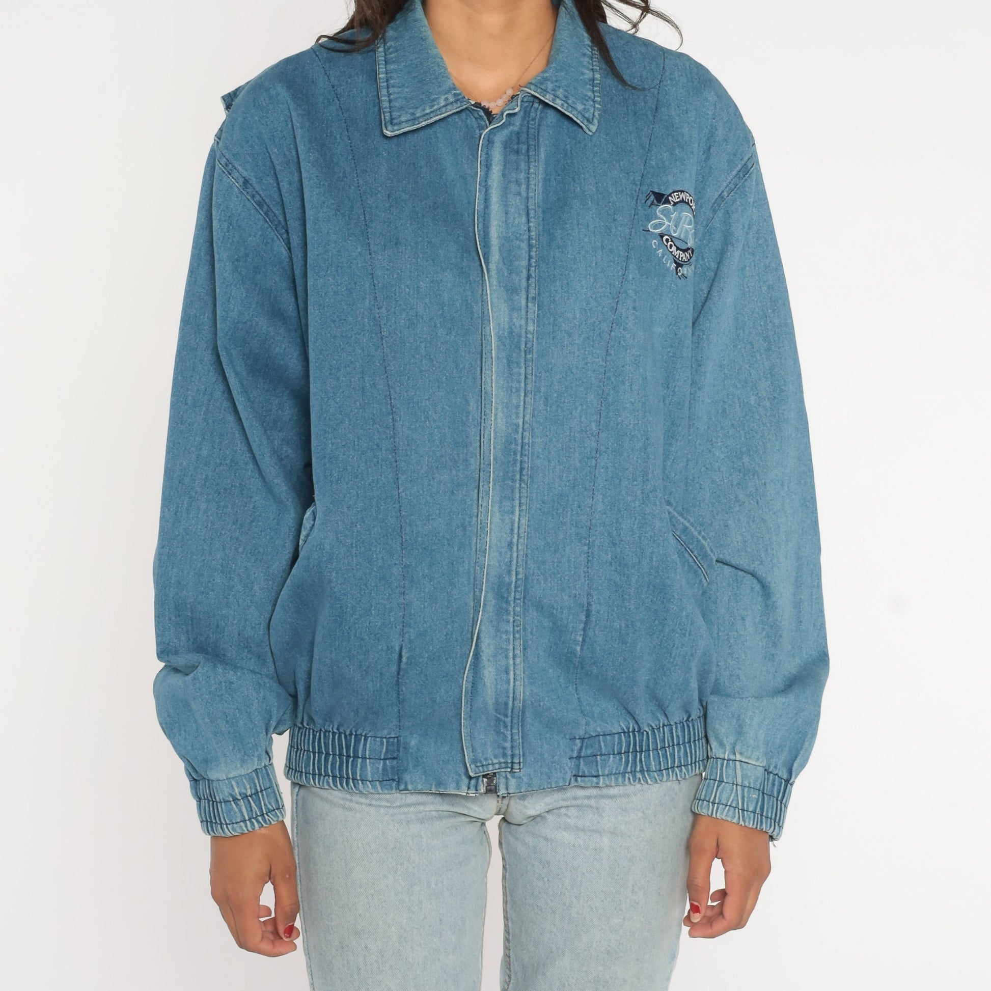 90s Newport Surf Company Blue Denim Zip Jacket Extra Large XL