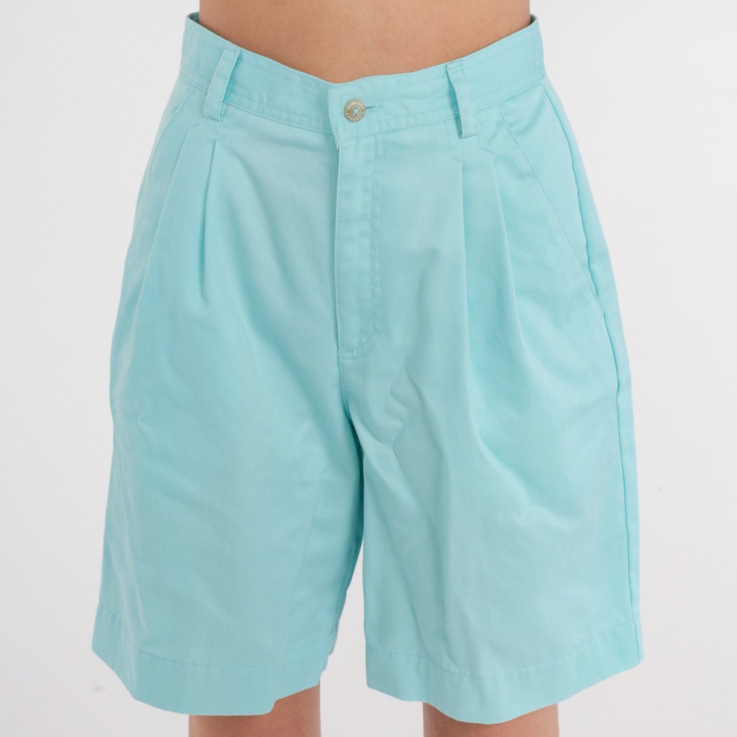 90s Liz Claiborne Blue Pleated High-Waist Bermuda Shorts Cotton Small
