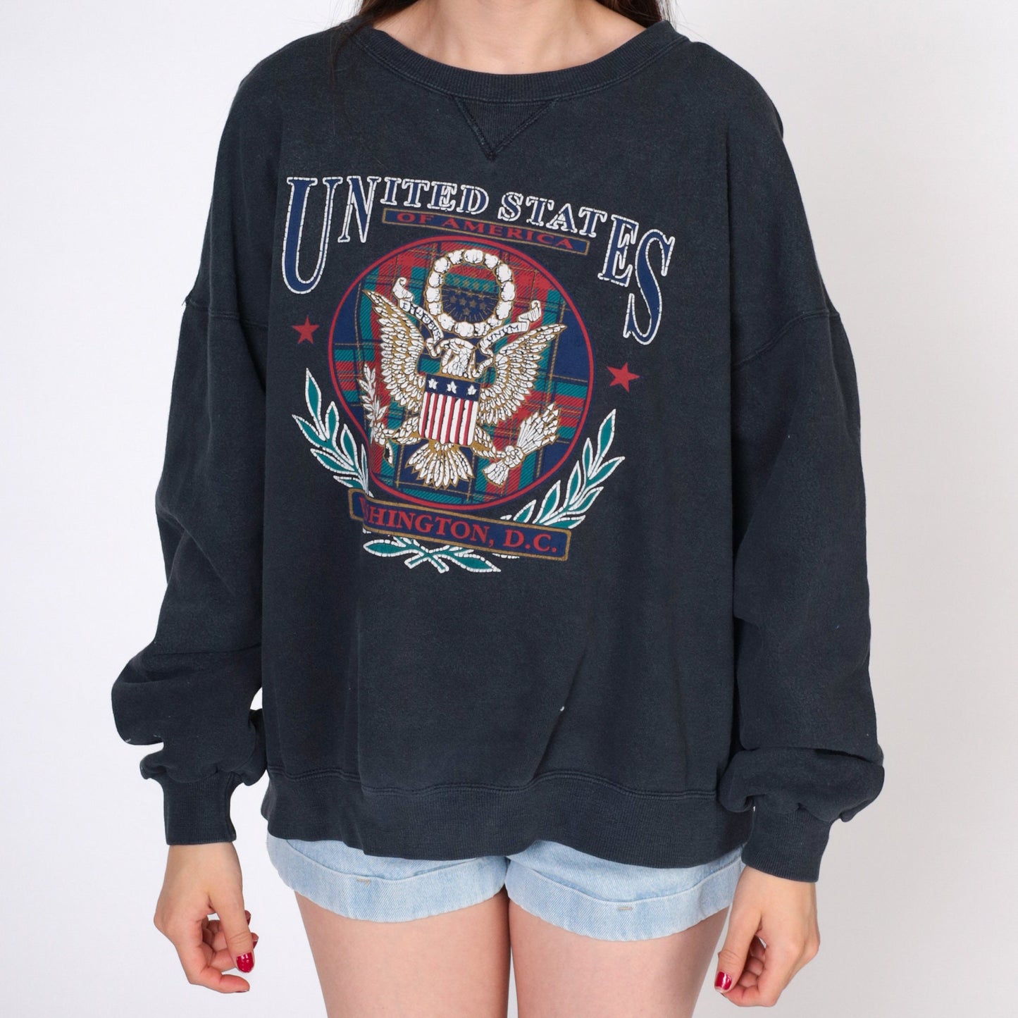 90s Washington DC Eagle Crest Sweatshirt White Graphic Crewneck Extra Large XXL