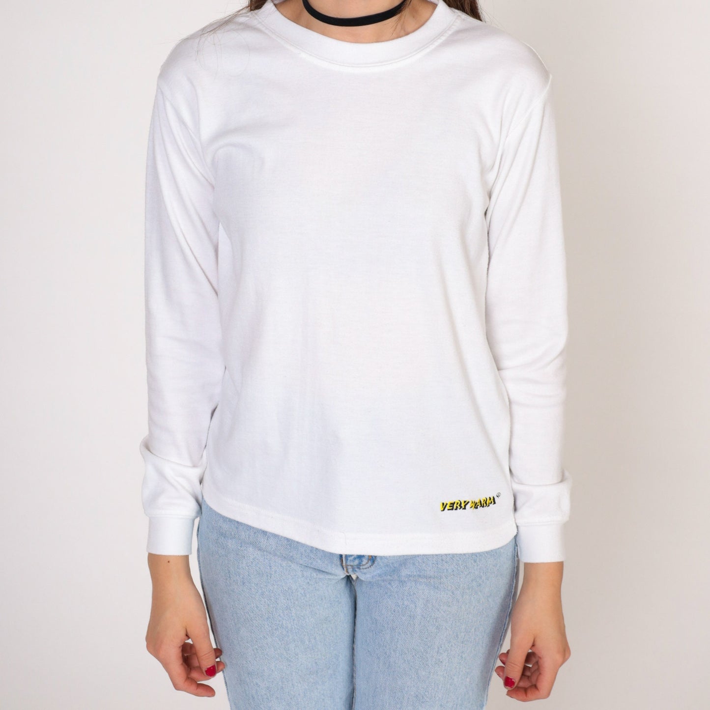 00s Very Warm Thermal Long Sleeve Shirt White Crew Neck Medium