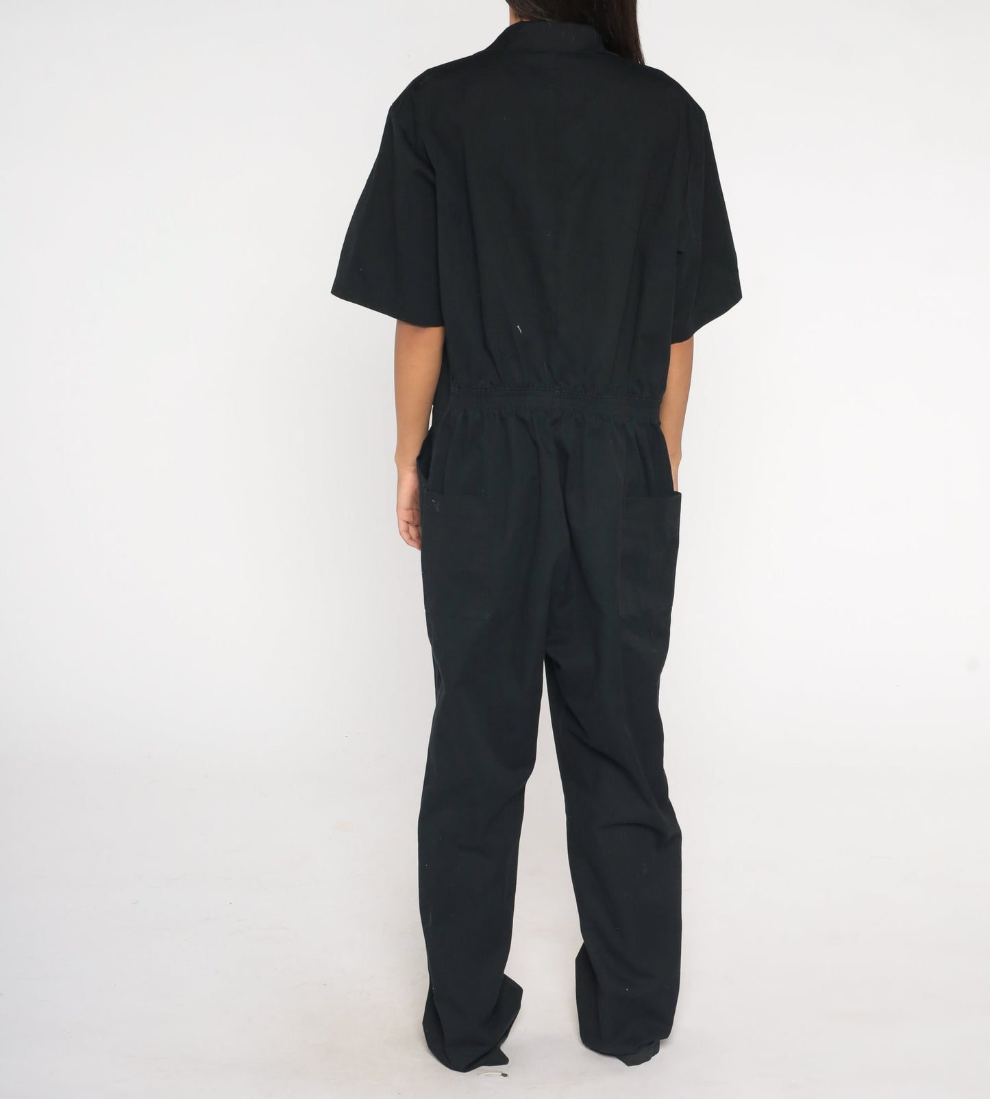 90s Black Coveralls Short Sleeve Workwear Jumpsuit Men's Large L