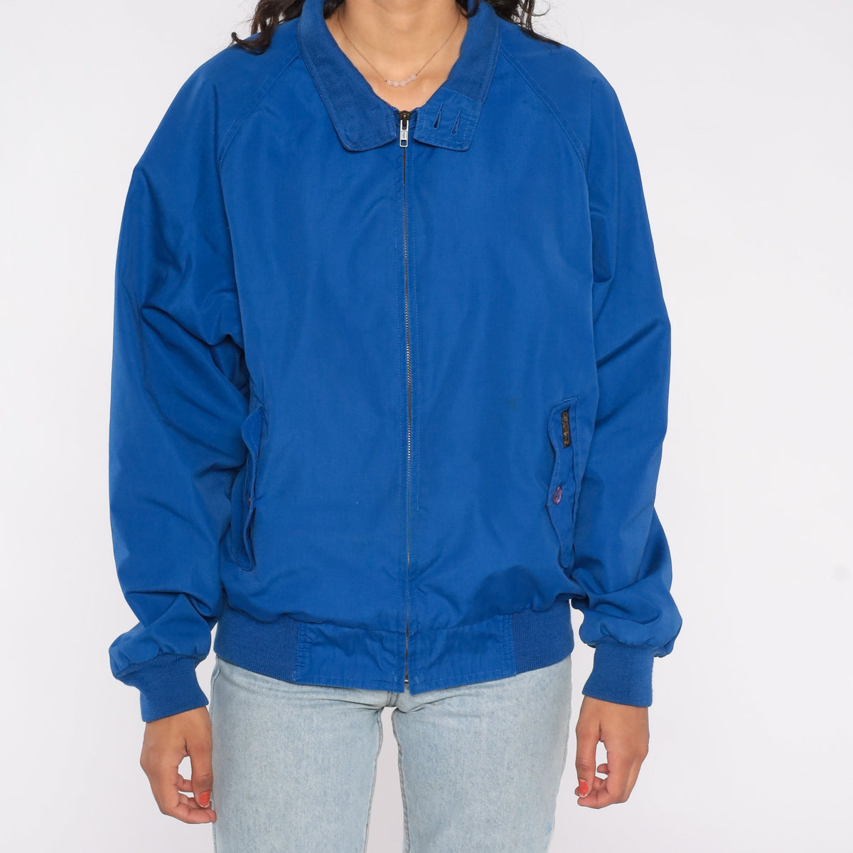 Eddie Bauer 90s Royal Blue Windbreaker Bomber Jacket Raglan Medium M