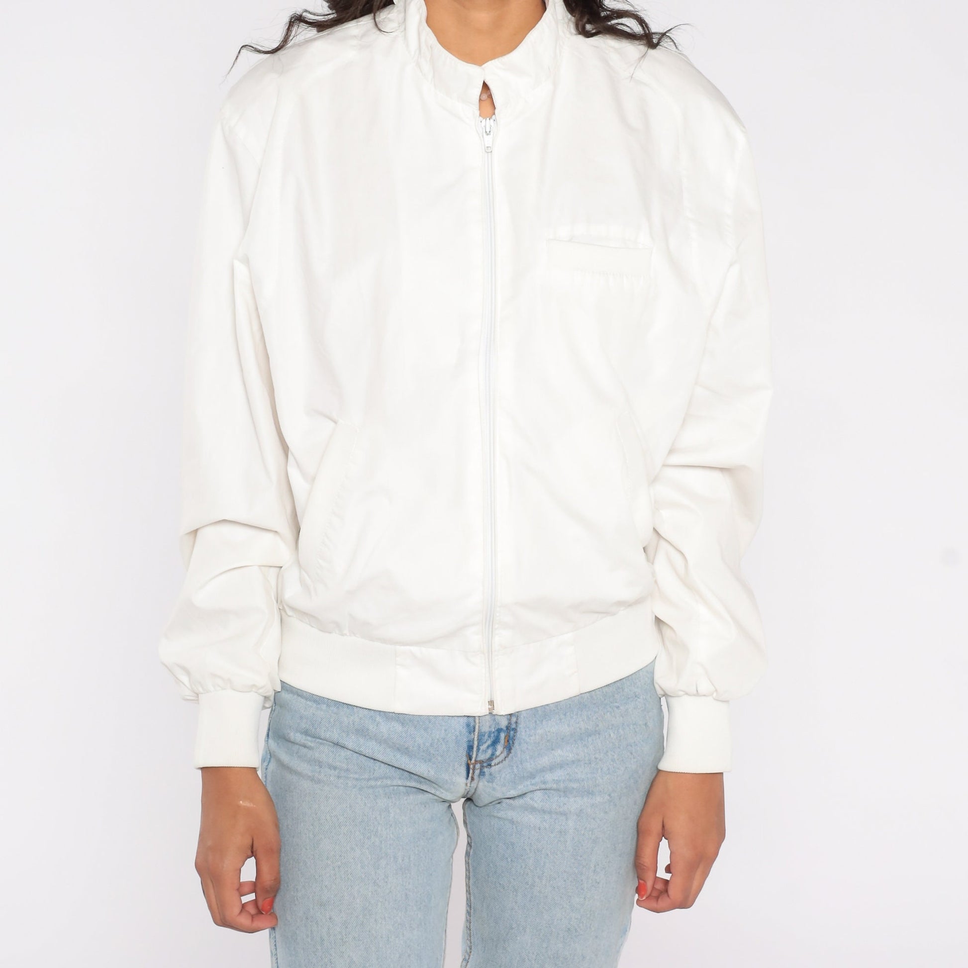 80s Members Only White Windbreaker Jacket Zip-Up Men's 38