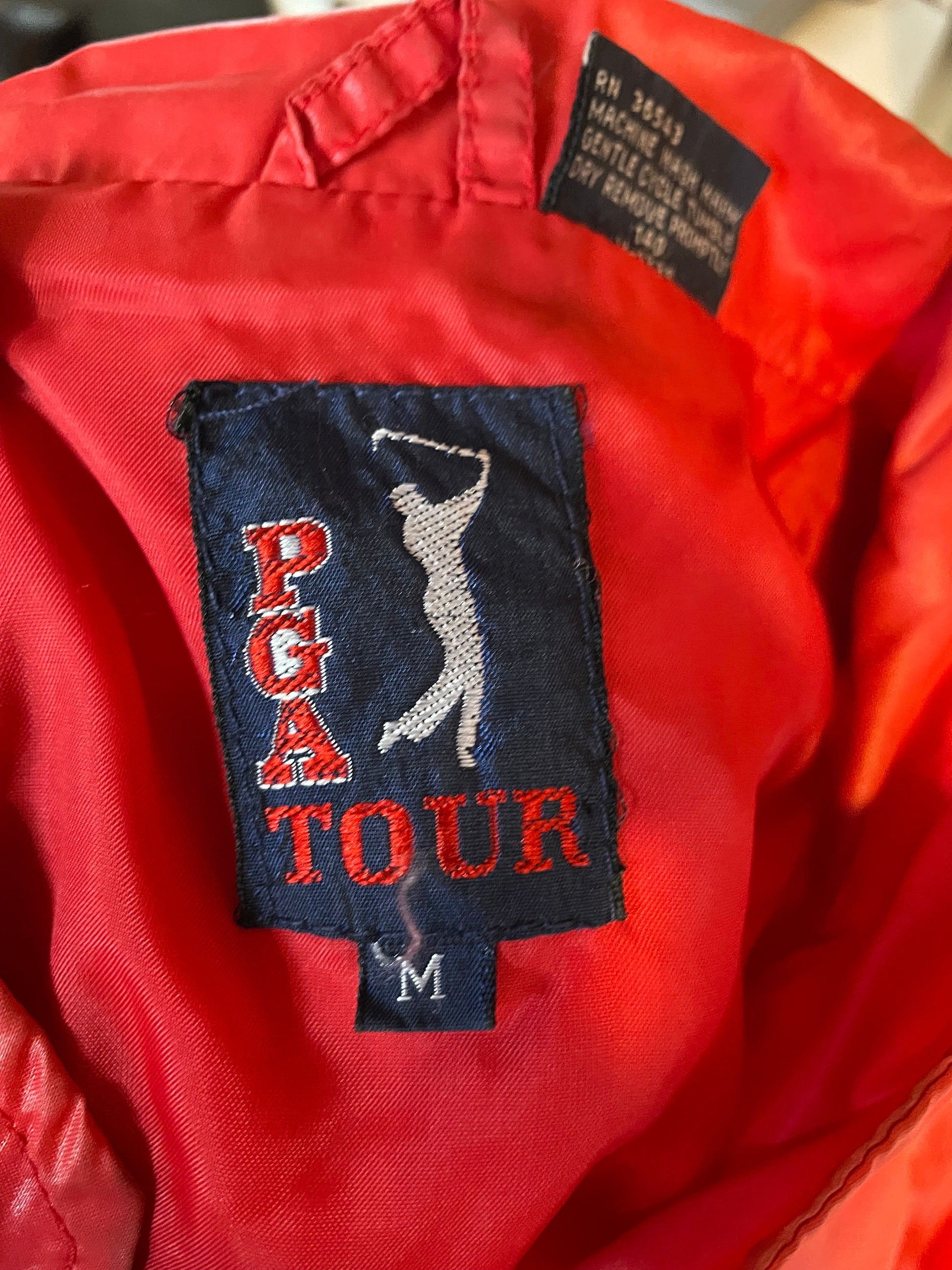 80s PGA Tour Bomber Jacket Red Nylon Raglan Windbreaker Medium