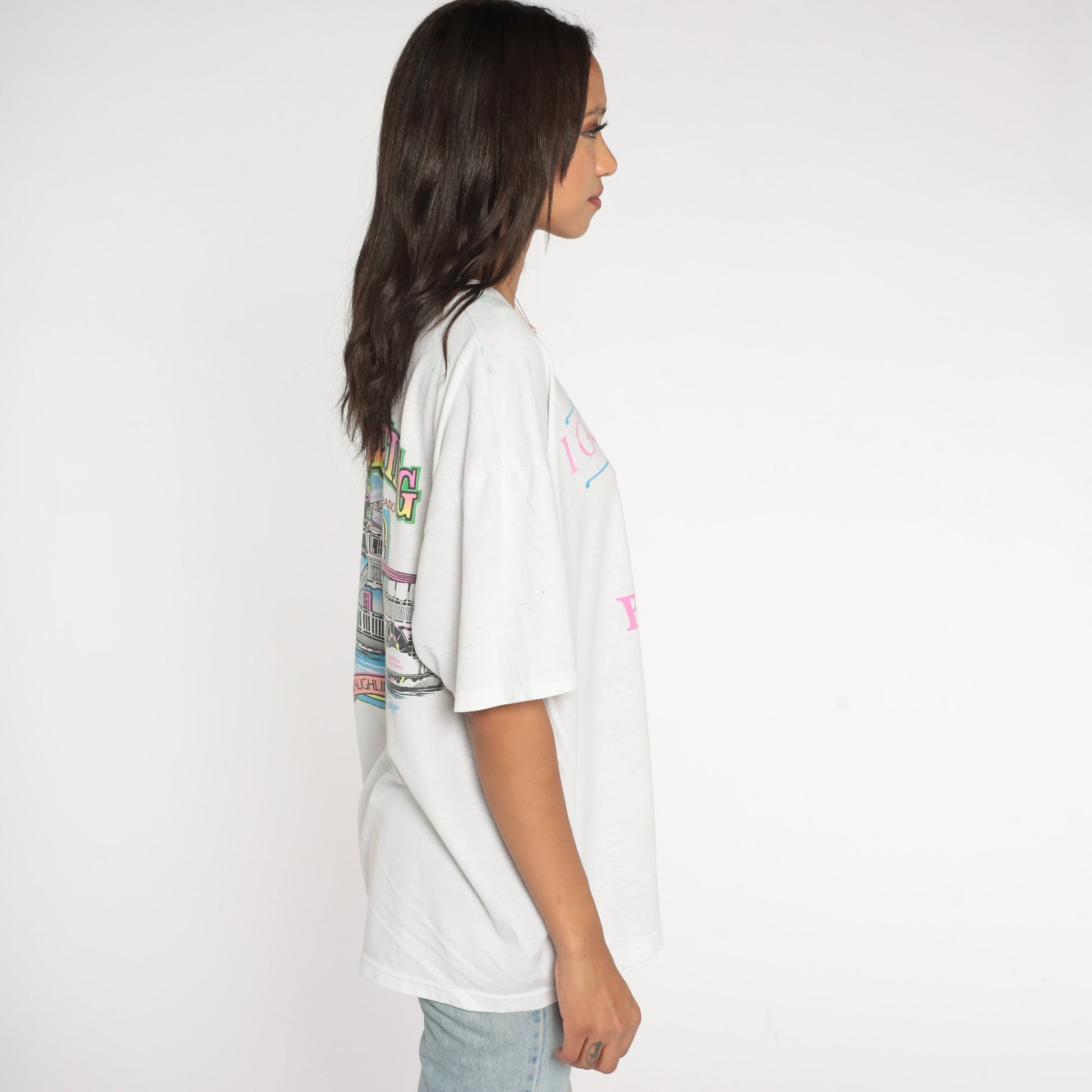 90s Edgewater Belle Steamboat Graphic T-Shirt Laughlin Nevada Wedding Tee Extra Large