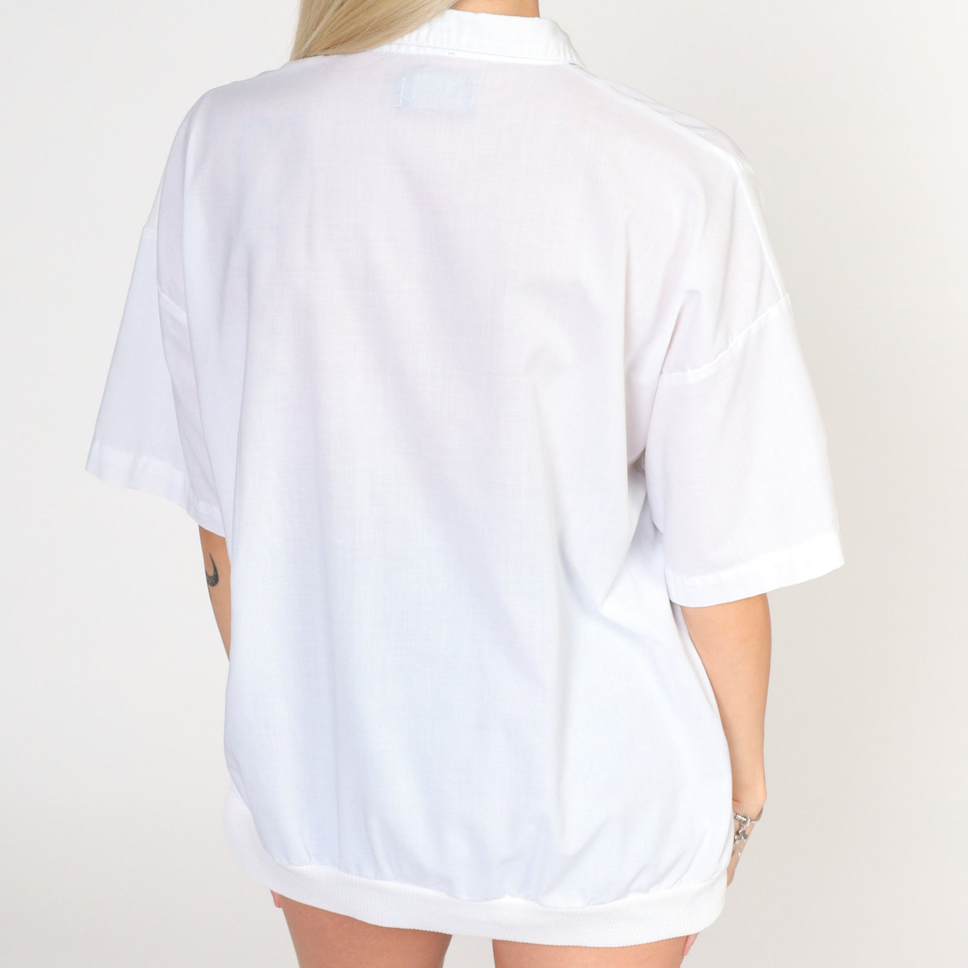 80s Members Only Polo Shirt White Collared Short Sleeve Men's Large L