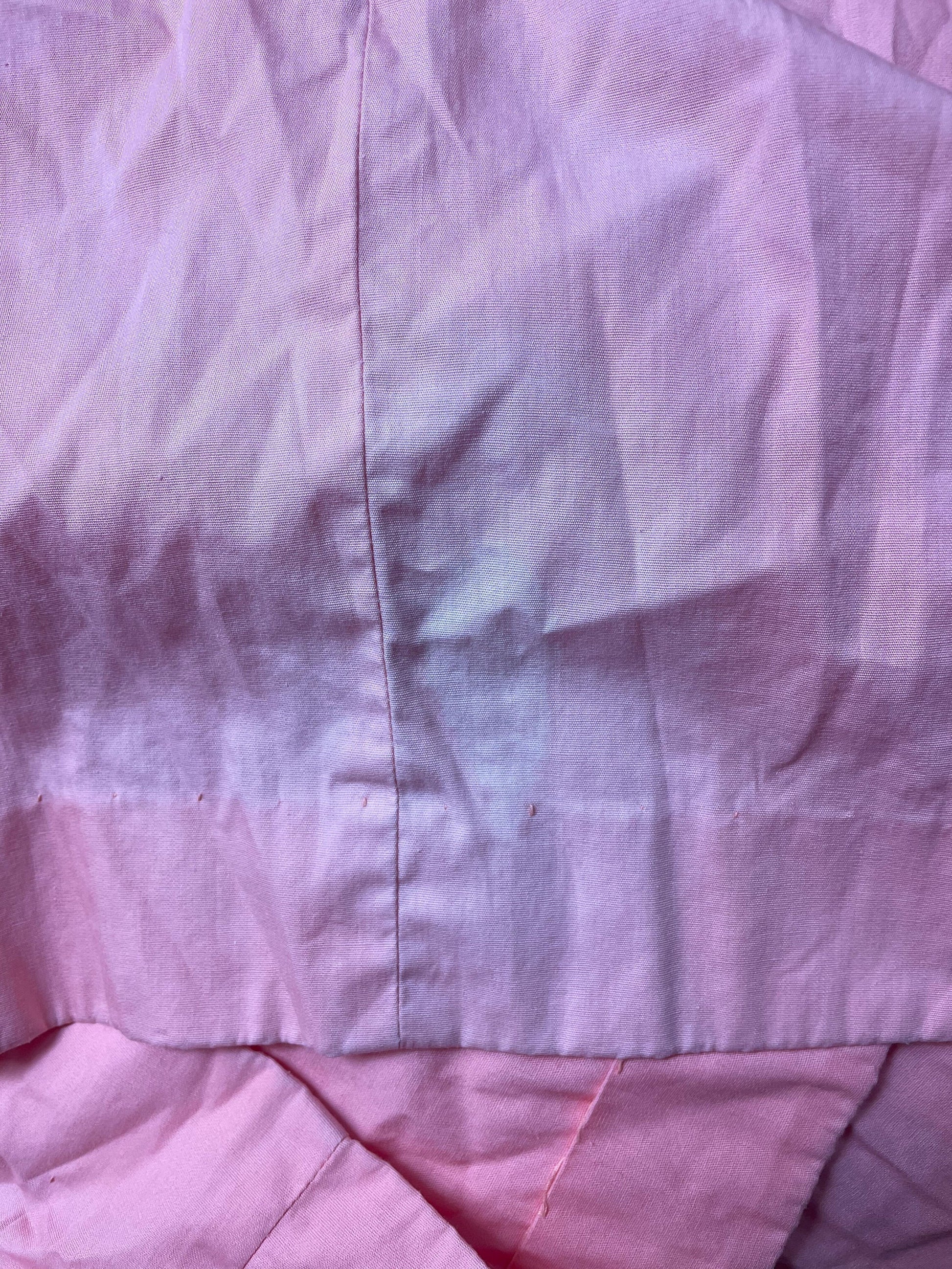 1960s Pink Mini Dress White Embroidery Button-Up High Waist XXS