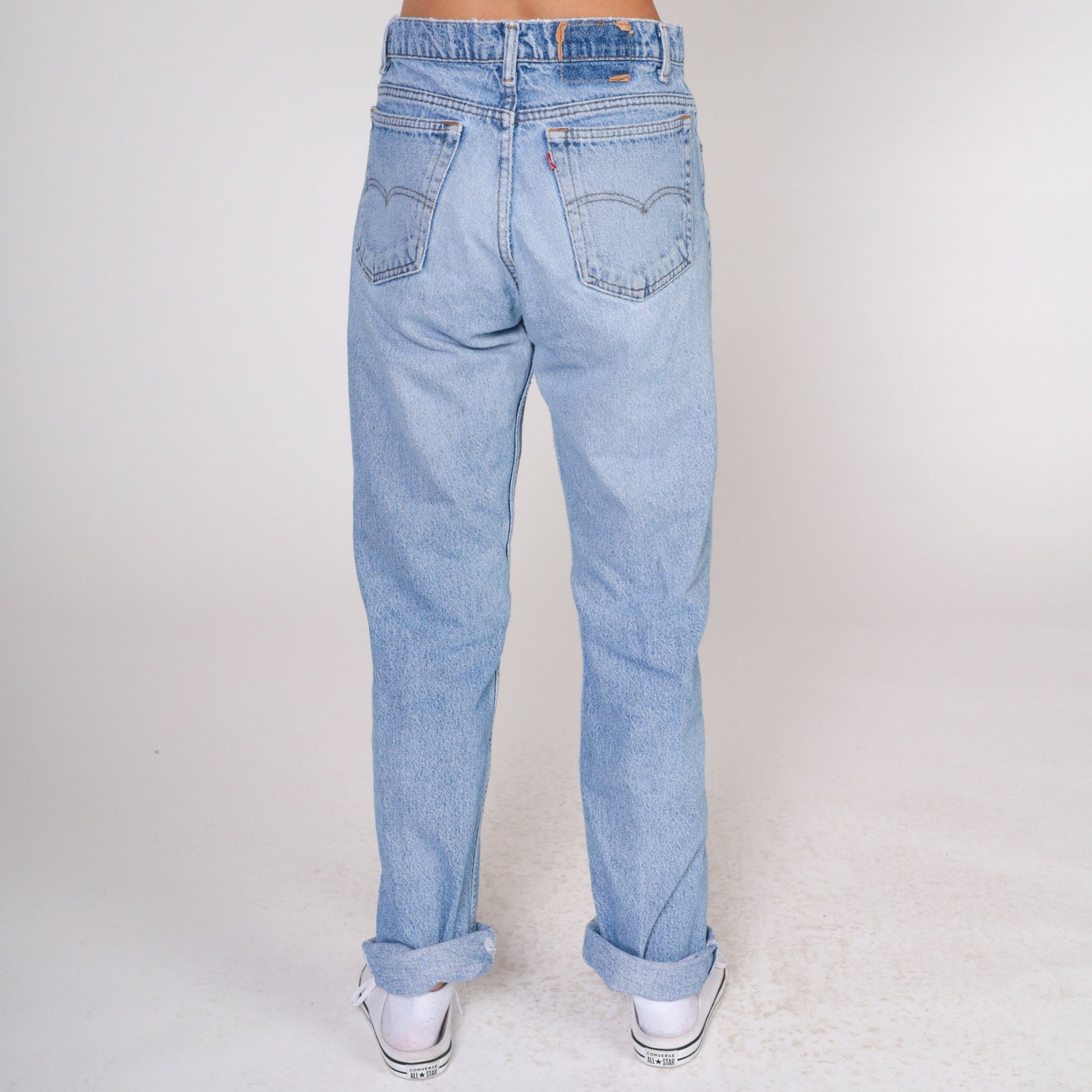 90s Levi's Mid Rise Straight Leg Denim Jeans Light Wash Distressed 32x33