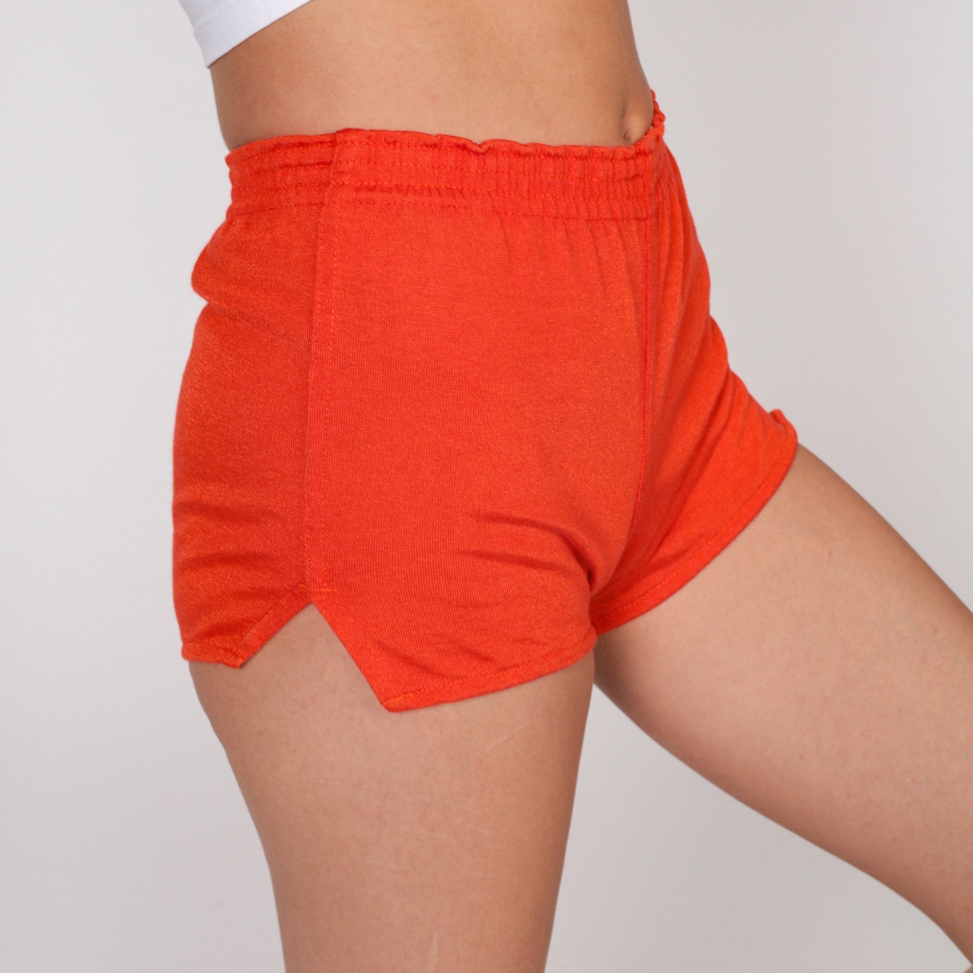 70s Orange Nylon Hotpants Side Slit Shorts Extra Small XS