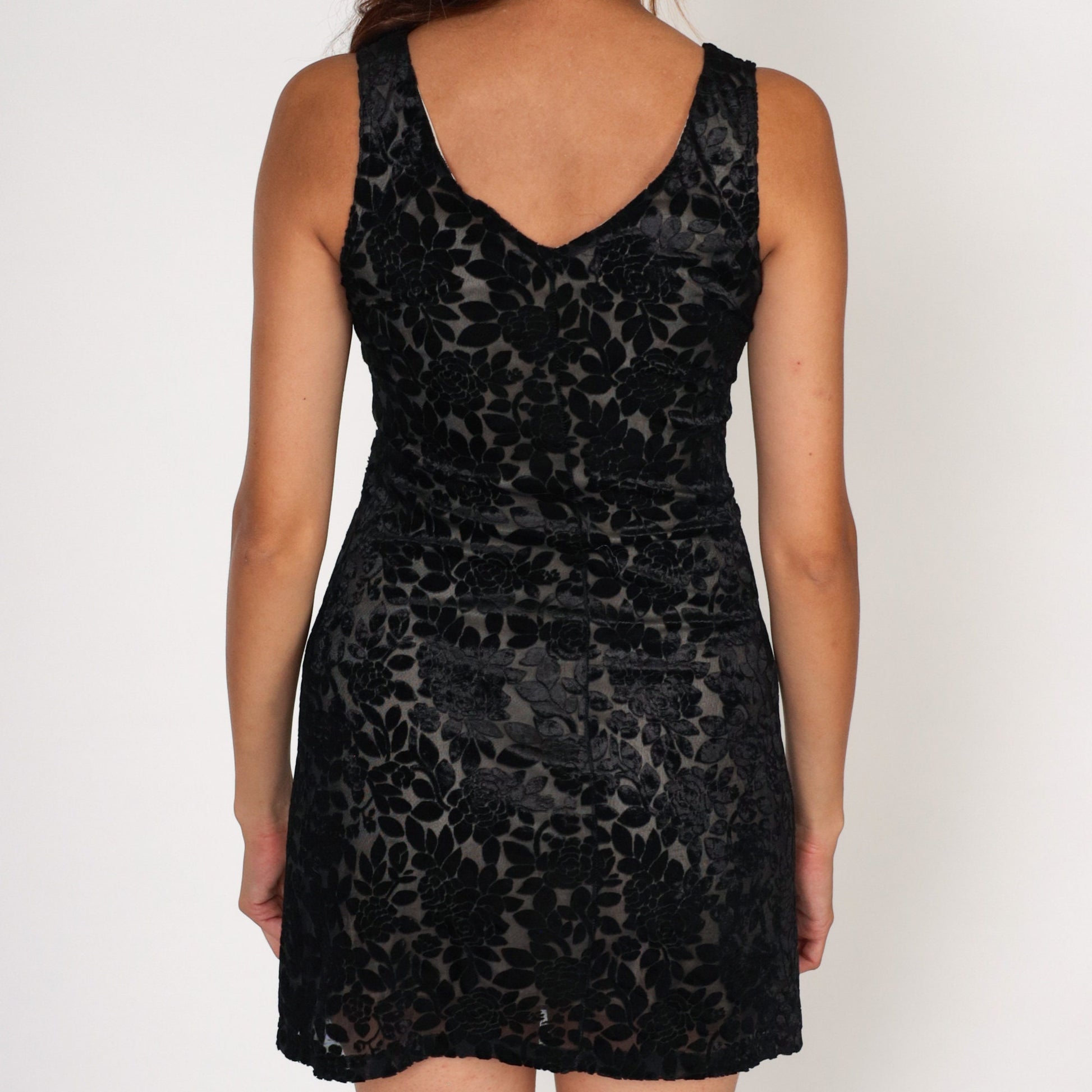 Y2K Charlotte Russe Black Floral Burnout Velvet Mini Dress Small