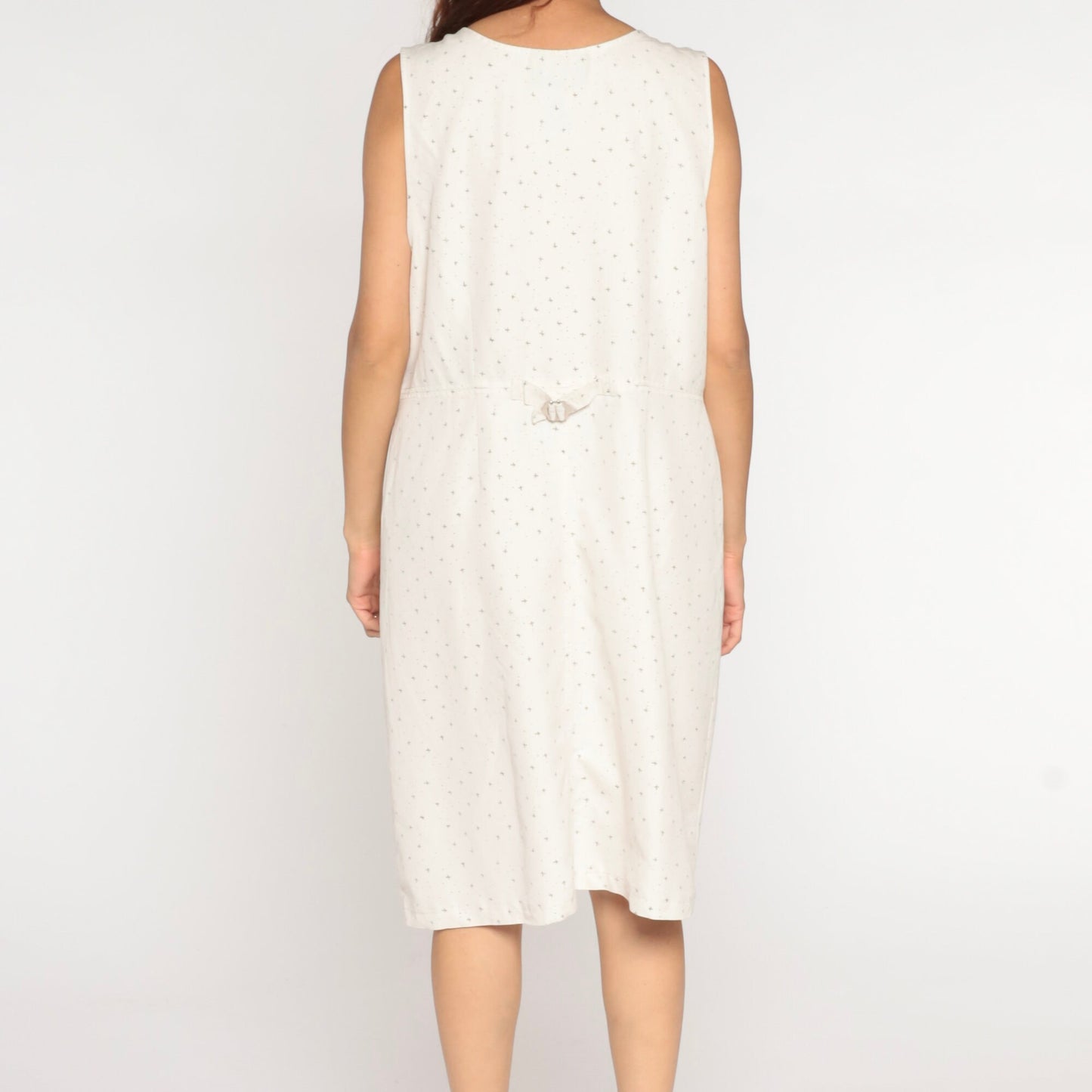 90s Confetti Jumper Dress Off-White Midi Button-Up Sleeveless Extra Large XXL
