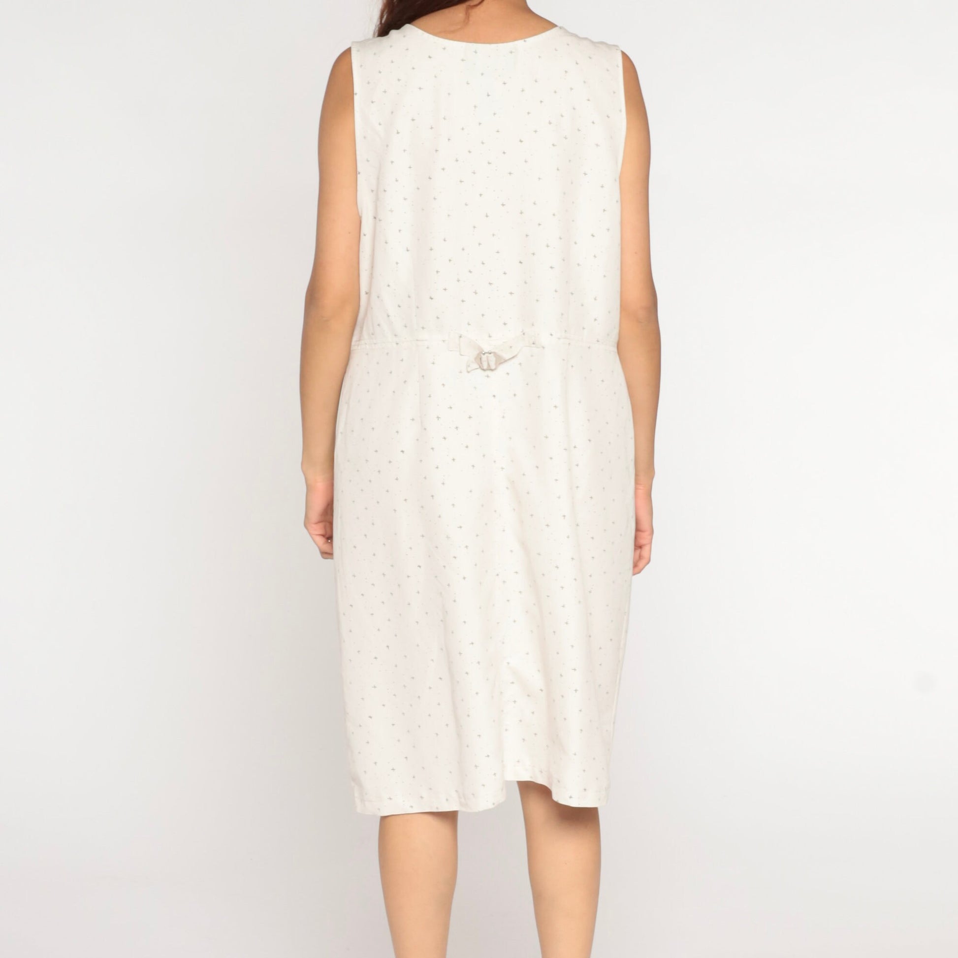 90s Confetti Jumper Dress Off-White Midi Button-Up Sleeveless Extra Large XXL