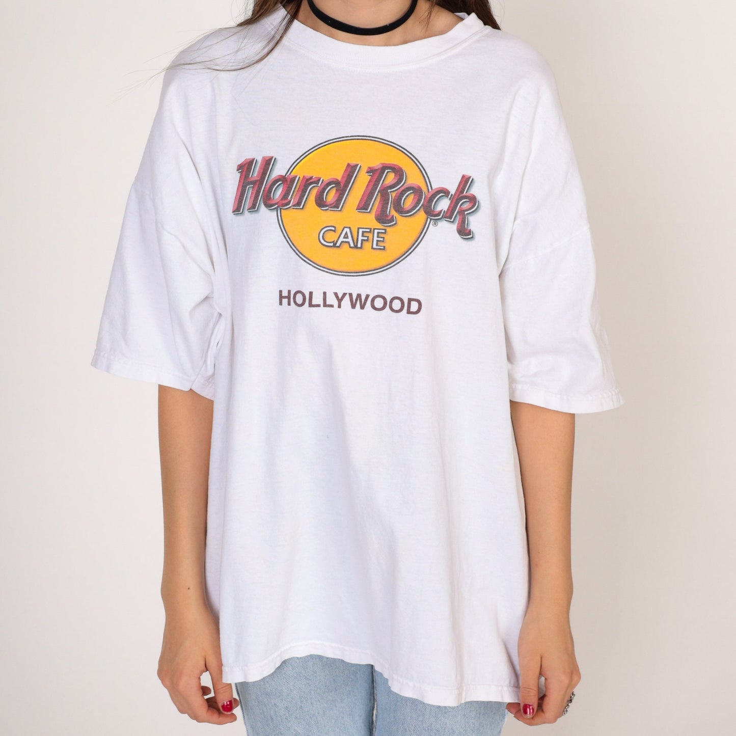 Hard Rock Cafe Hollywood 90s Graphic T-Shirt White Extra Large XL