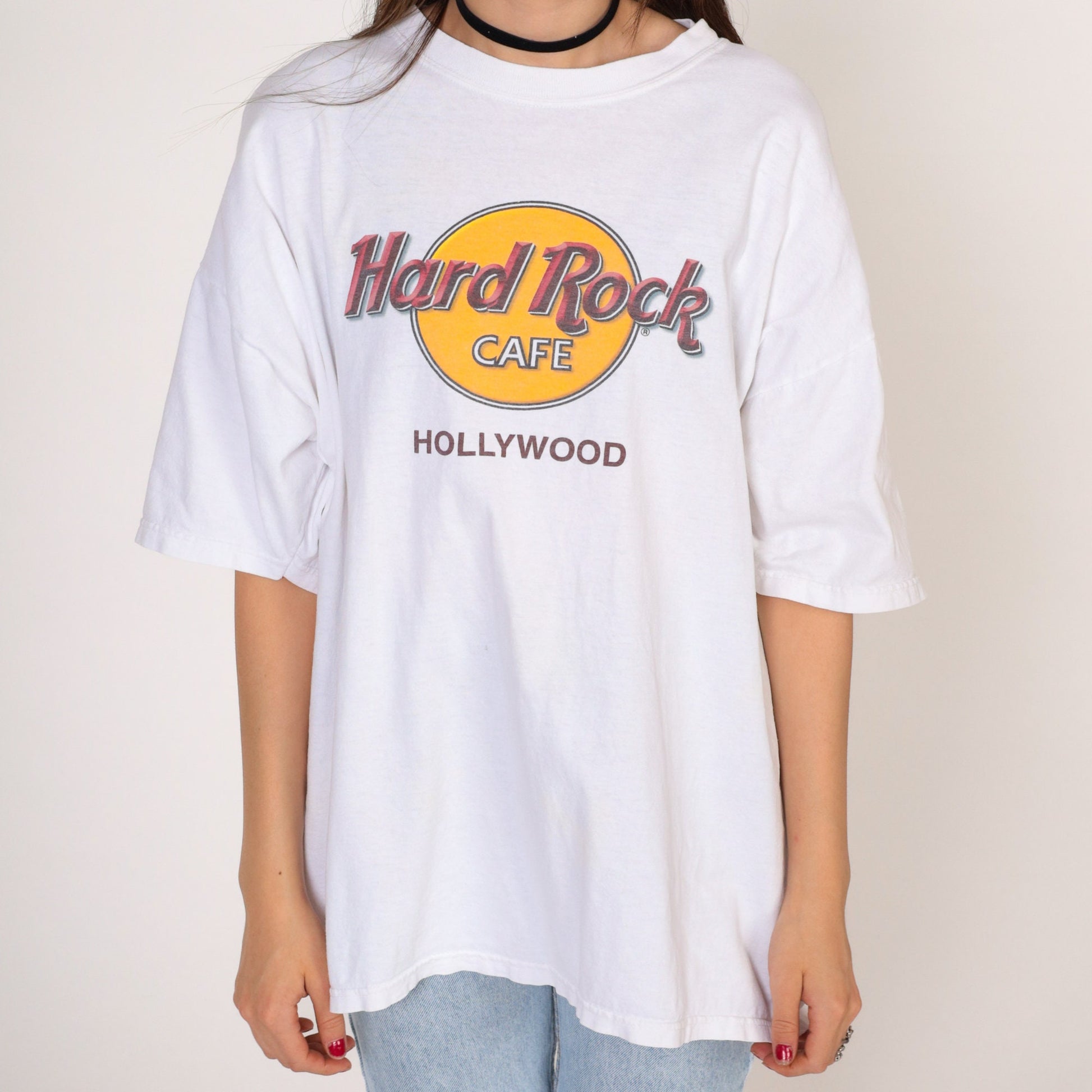 Hard Rock Cafe Hollywood 90s Graphic T-Shirt White Extra Large XL