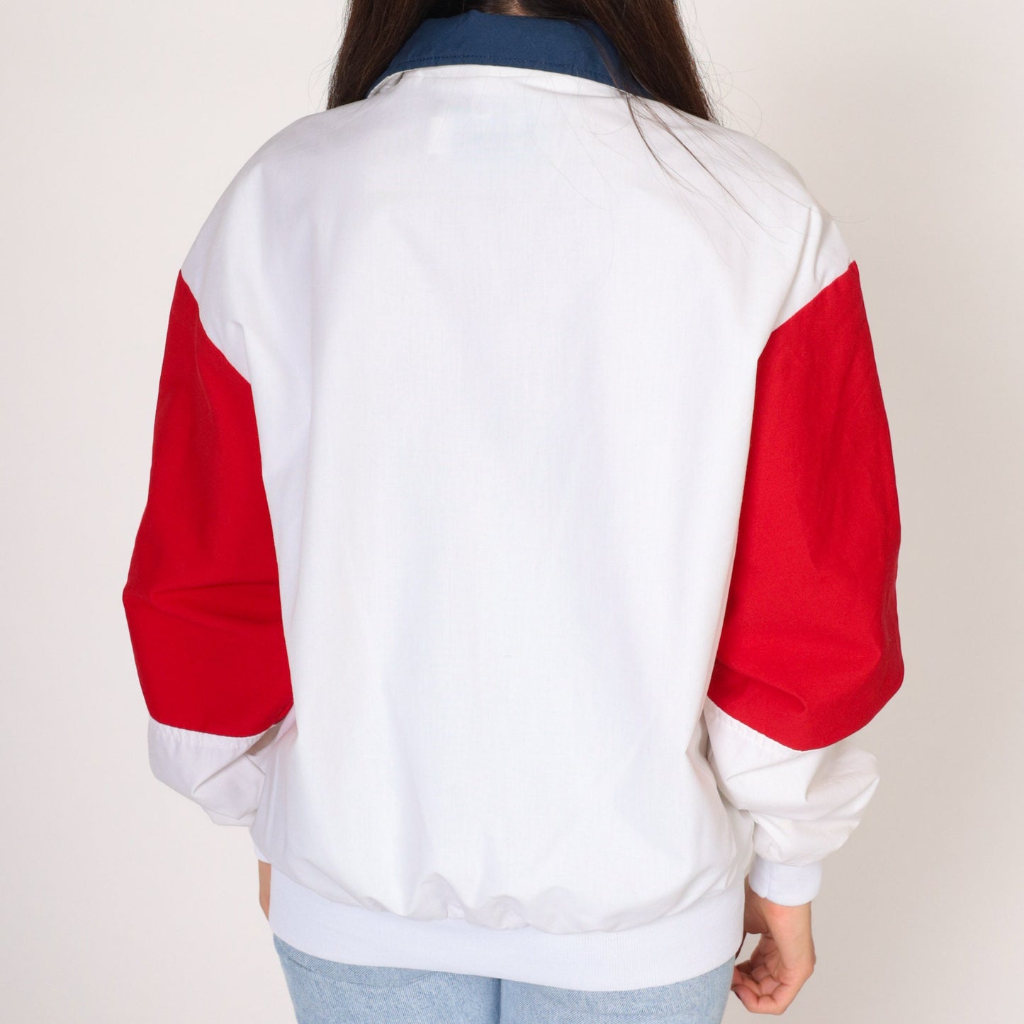 80s TCI Cable Television Windbreaker Jacket White Red Blue Medium