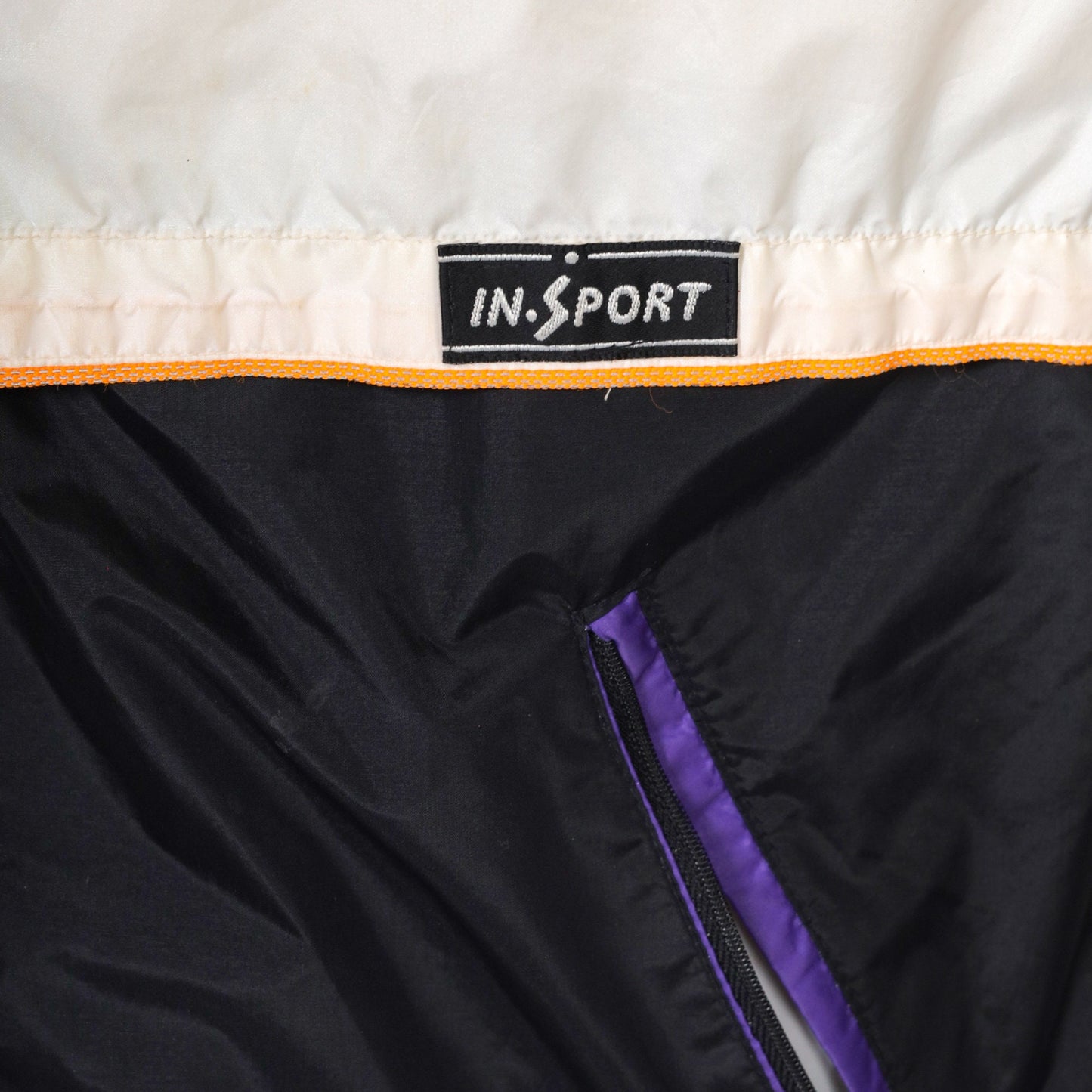 90s Goretex Windbreaker Jacket Off-White Black Colour Block Yellow Purple Large