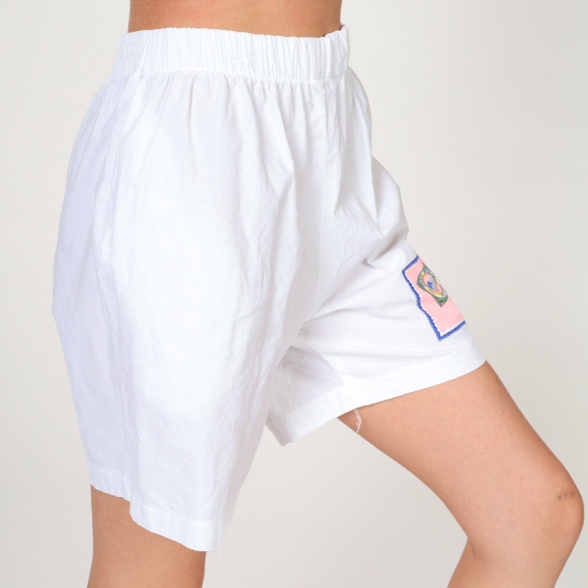 90s Sport Method White Cotton Shorts Elastic Waist Small