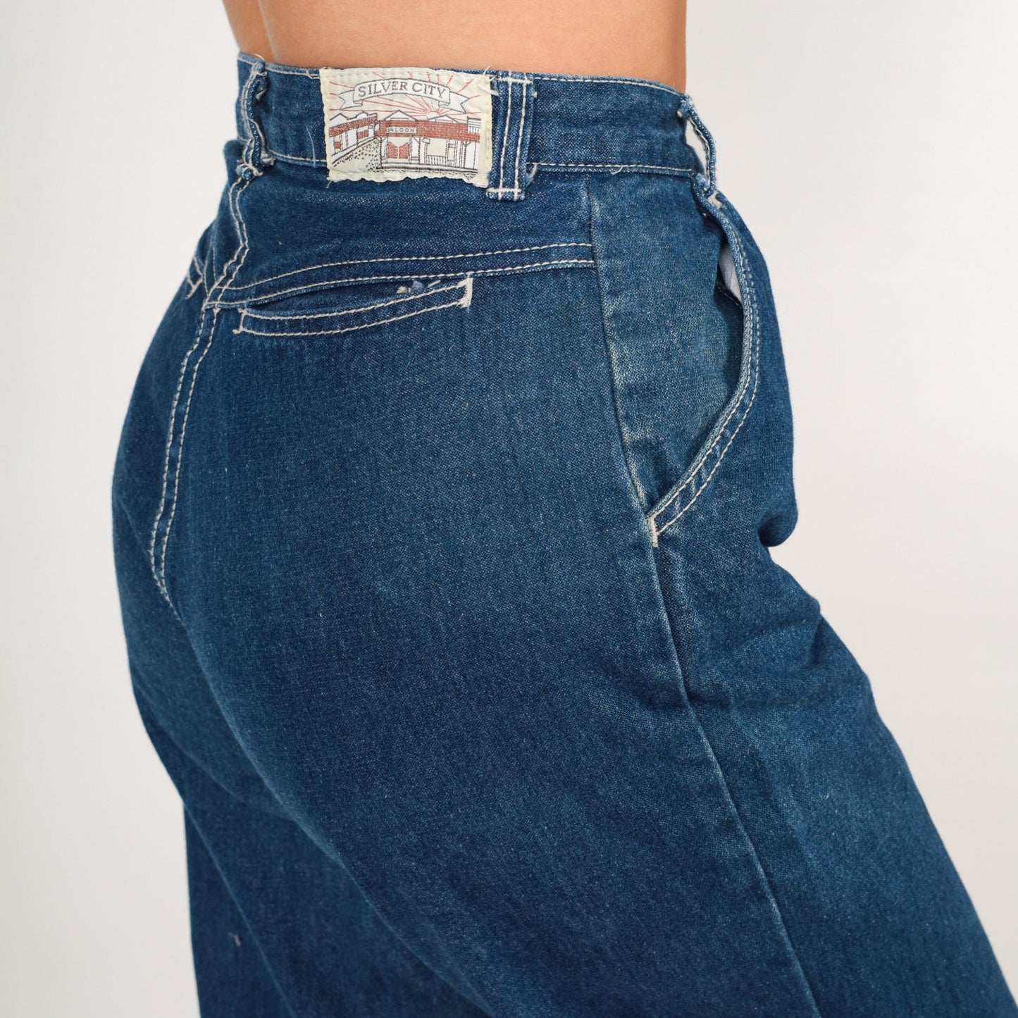 80s Dark Wash High Waisted Straight Leg Jeans Tapered Blue Denim Extra Small