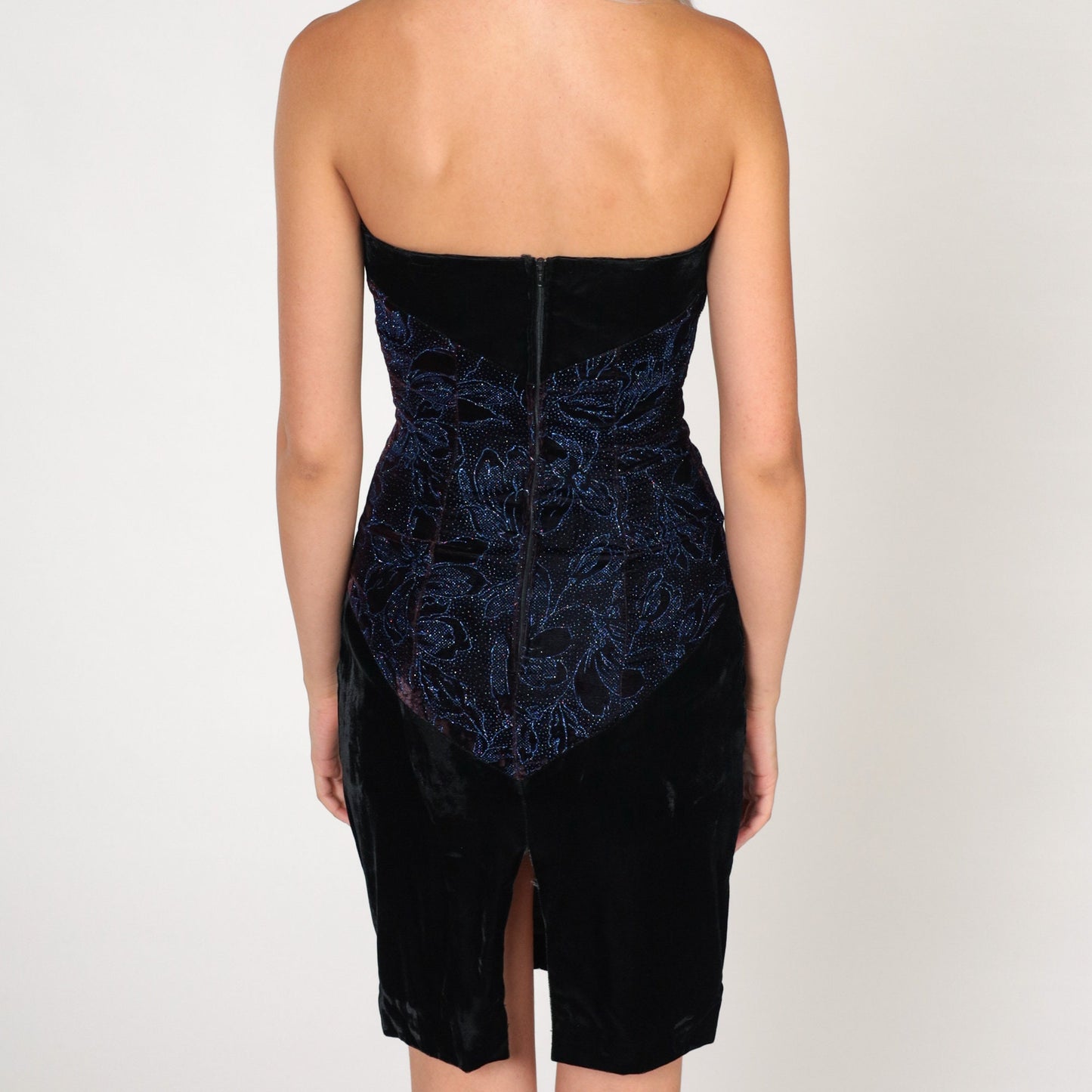 Gunne Sax Black Velvet Mini Dress Strapless Sweetheart Neckline 90s XXS