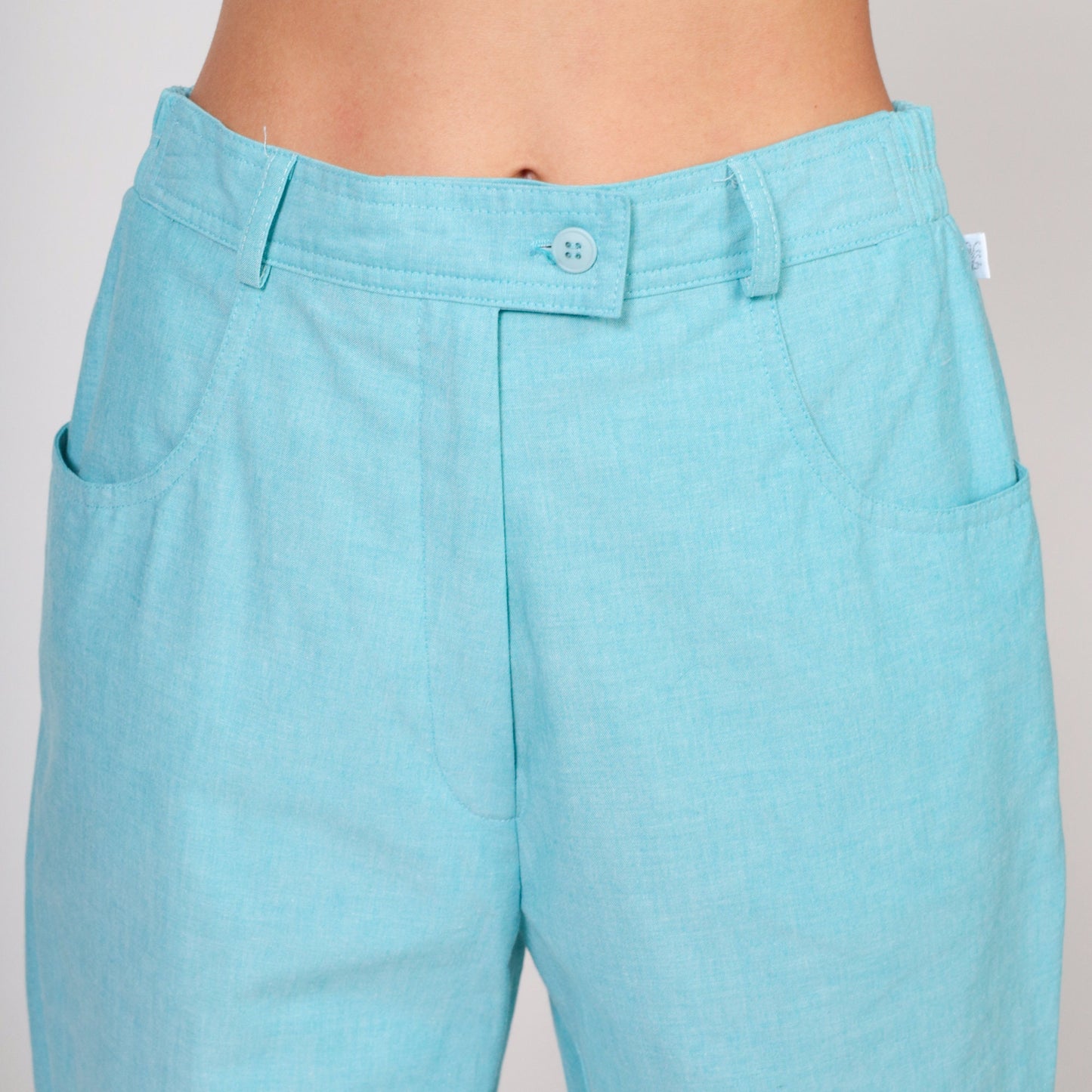80s Lily's of Beverly Hills High-Waisted Tapered Trousers Bright Blue Small