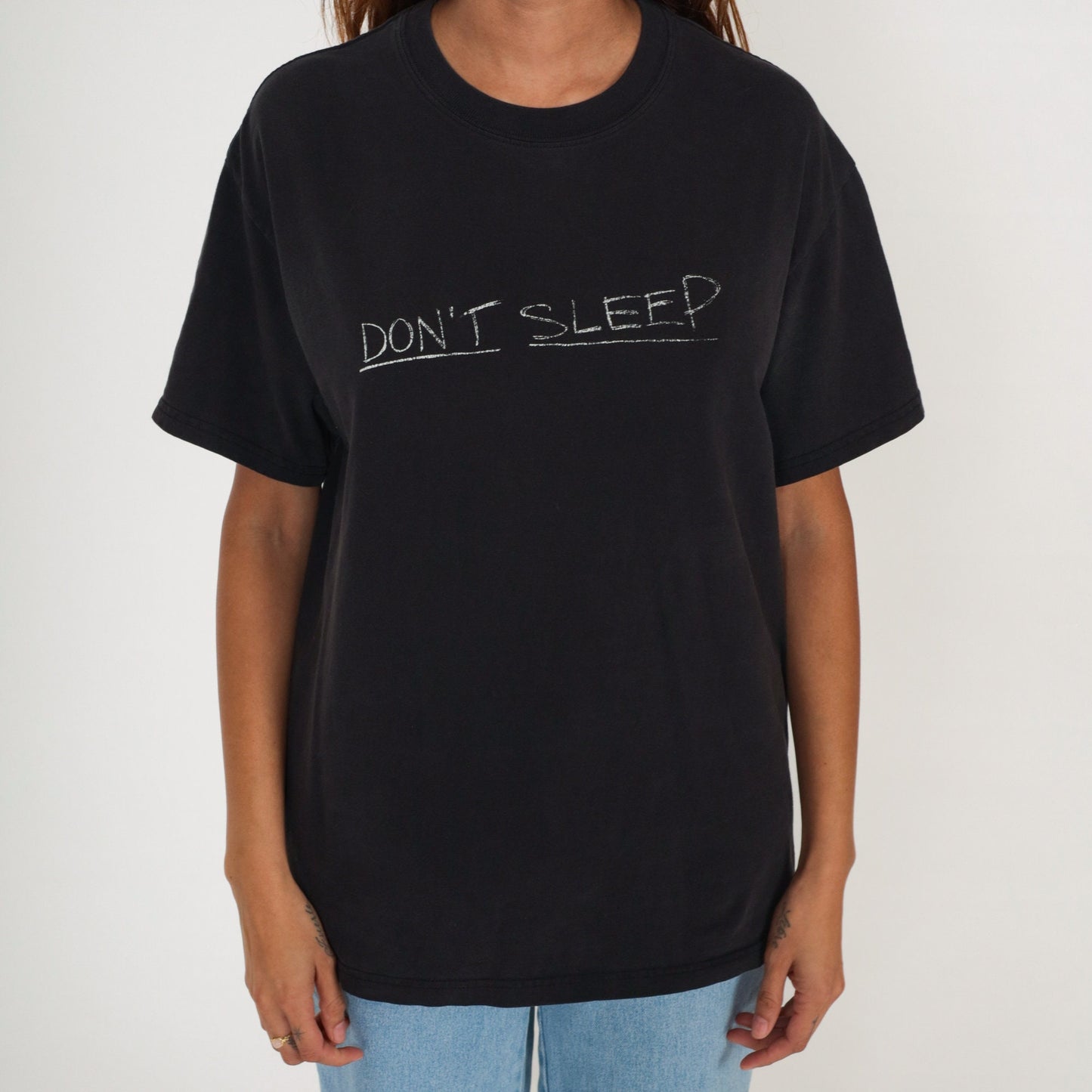 90s Don't Sleep The Invasion Graphic T-Shirt Black Cotton Medium M