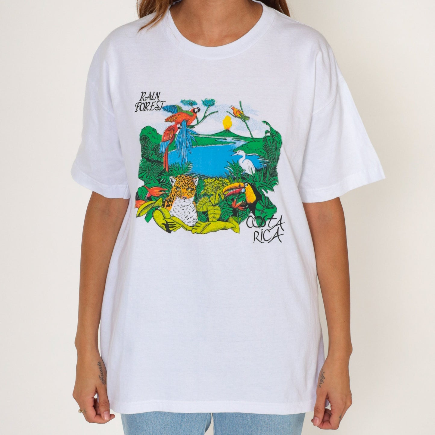 90s Costa Rica Rainforest Graphic T-Shirt Wildlife Animals Tee Large