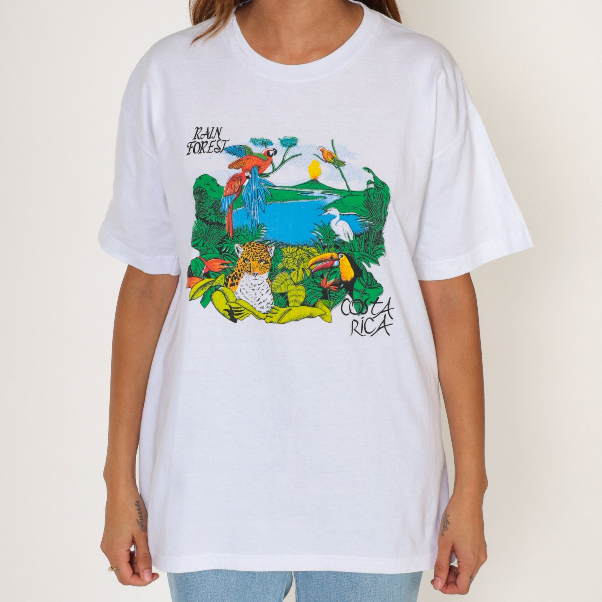 90s Costa Rica Rainforest Graphic T-Shirt Wildlife Animals Tee Large
