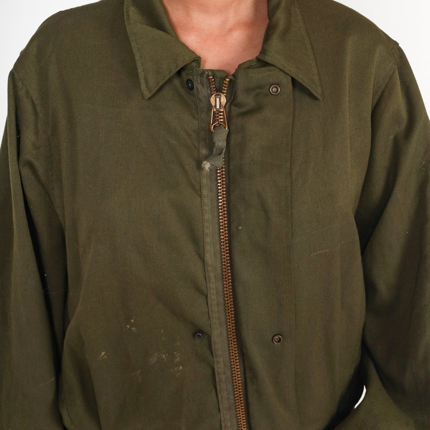 1990s Army Coveralls Flight Suit Olive Green Distressed Men's Small