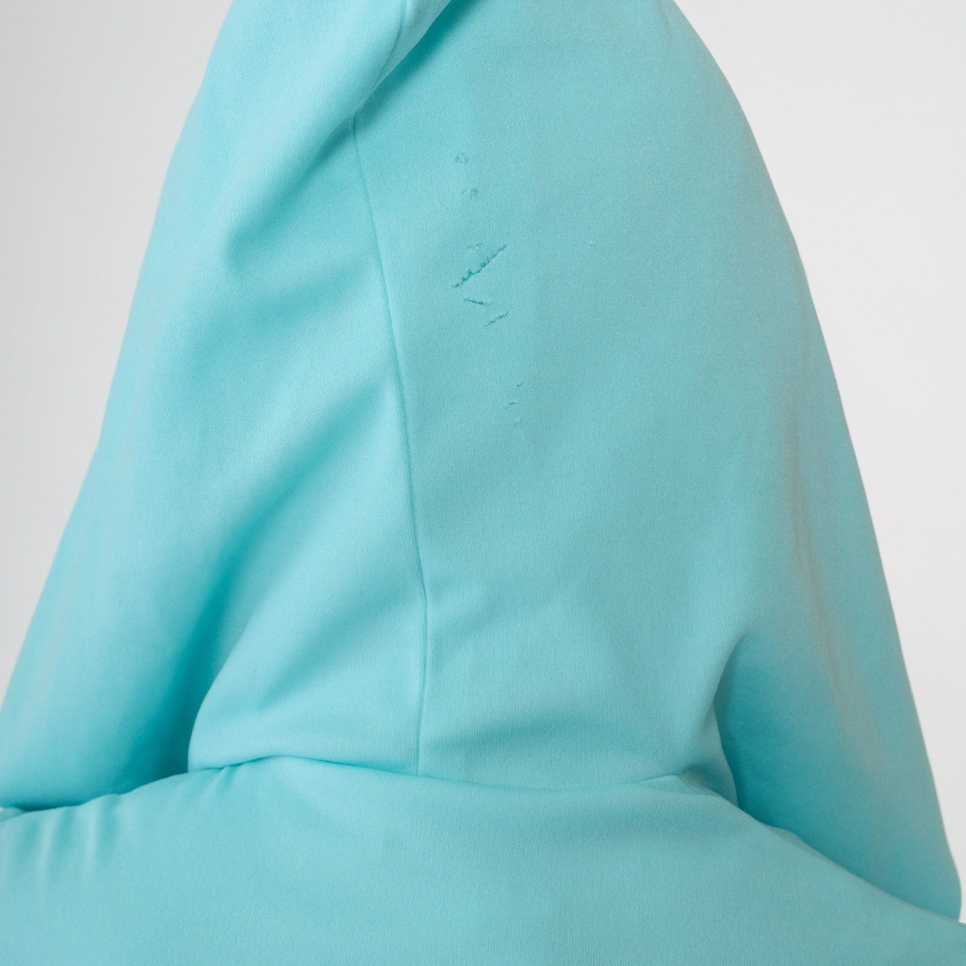 70s Aqua Hooded Crop Top Deep V Neck Long Sleeve Small S