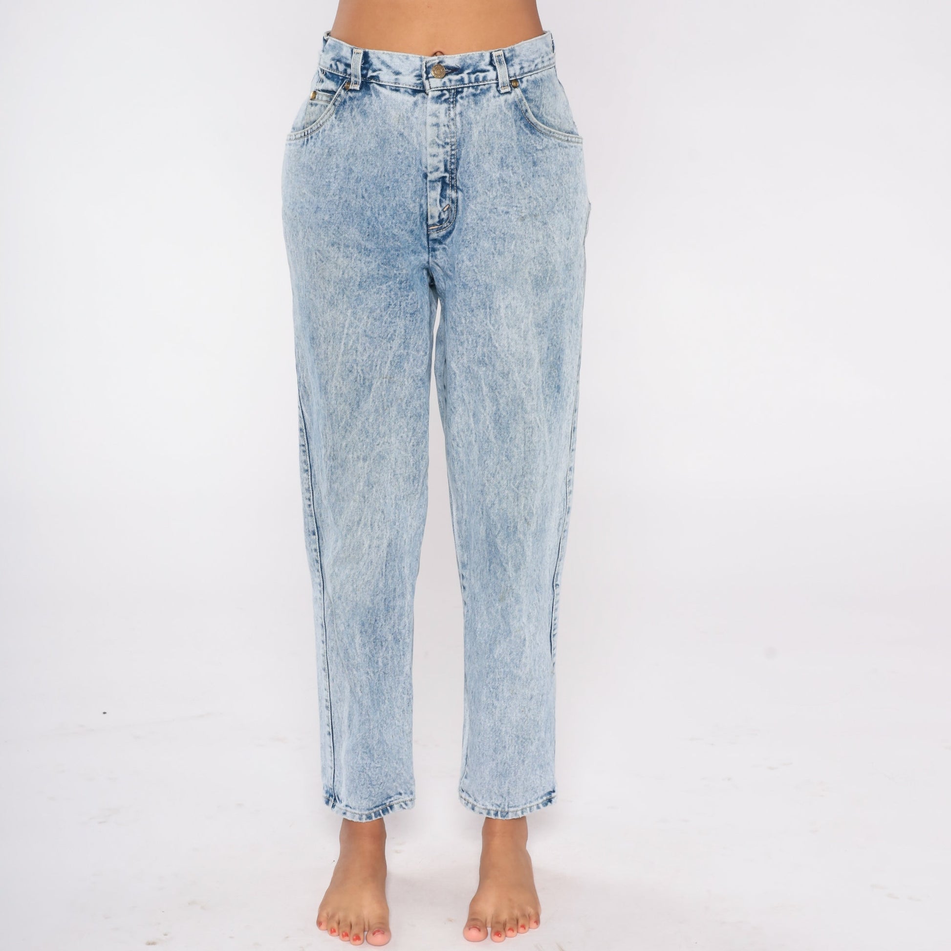 90s Levi's 573 Acid Wash High Waisted Tapered Jeans Small