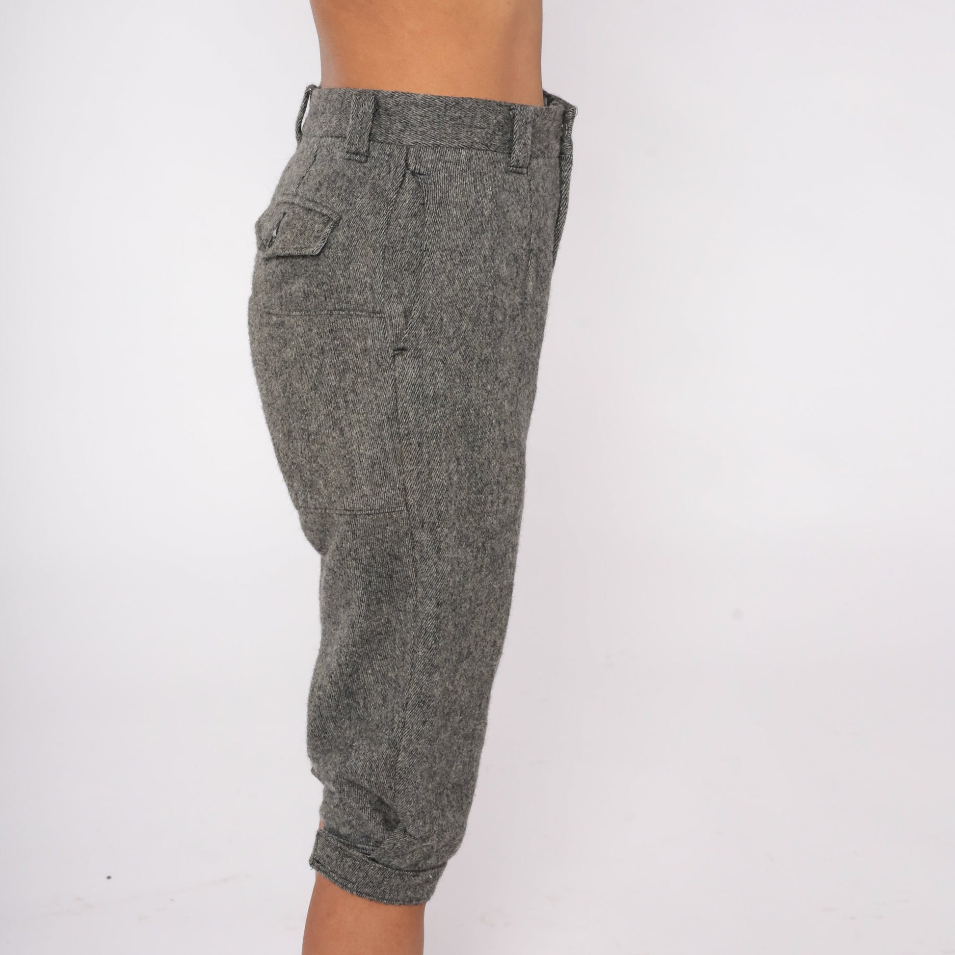 Woolrich 80s Grey Wool Blend High-Waisted Capri Pants Small S