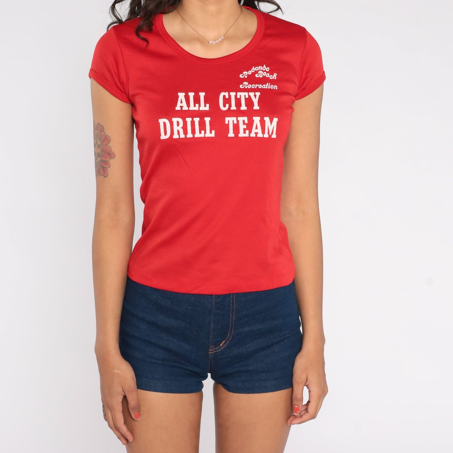 80s Redondo Beach All-City Drill Team Graphic Tee Red Single Stitch Small