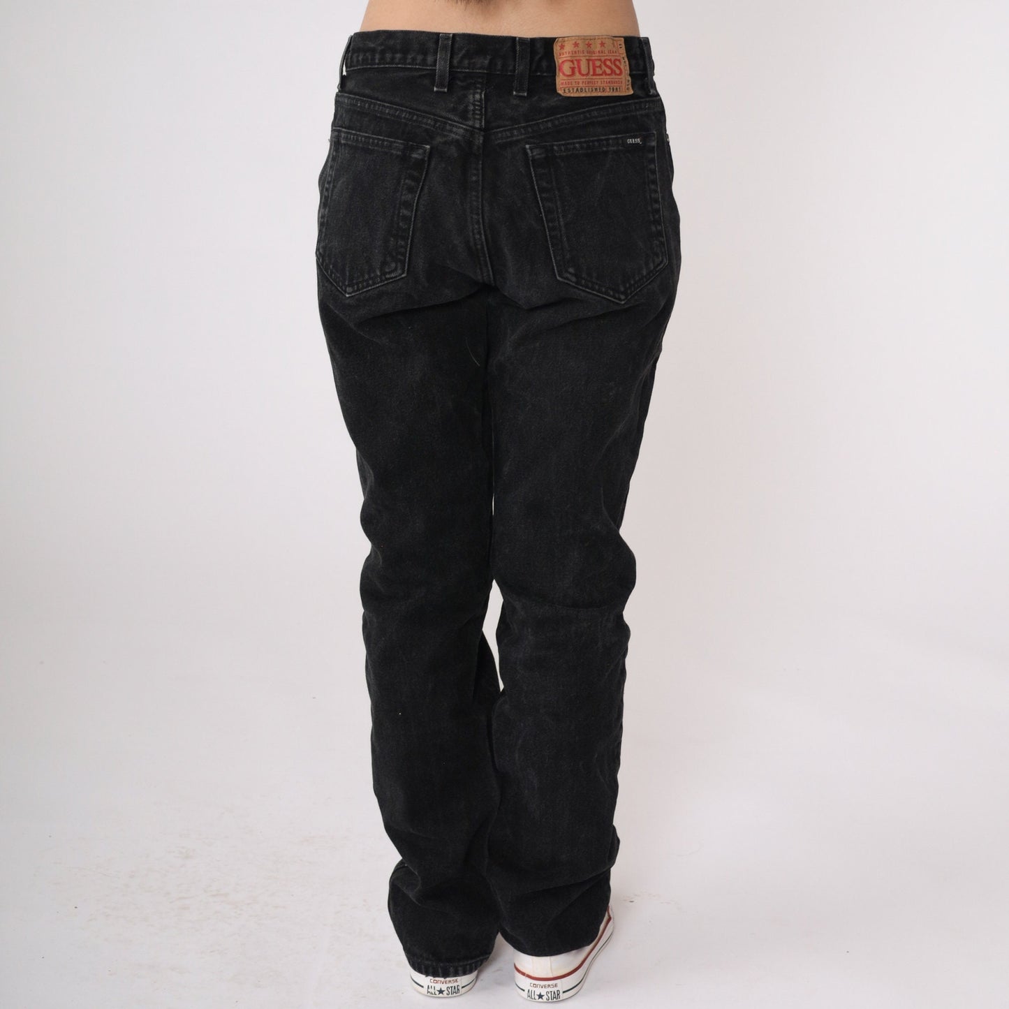 90s Guess Black Denim Boyfriend Jeans Mid Rise Cotton Medium 30