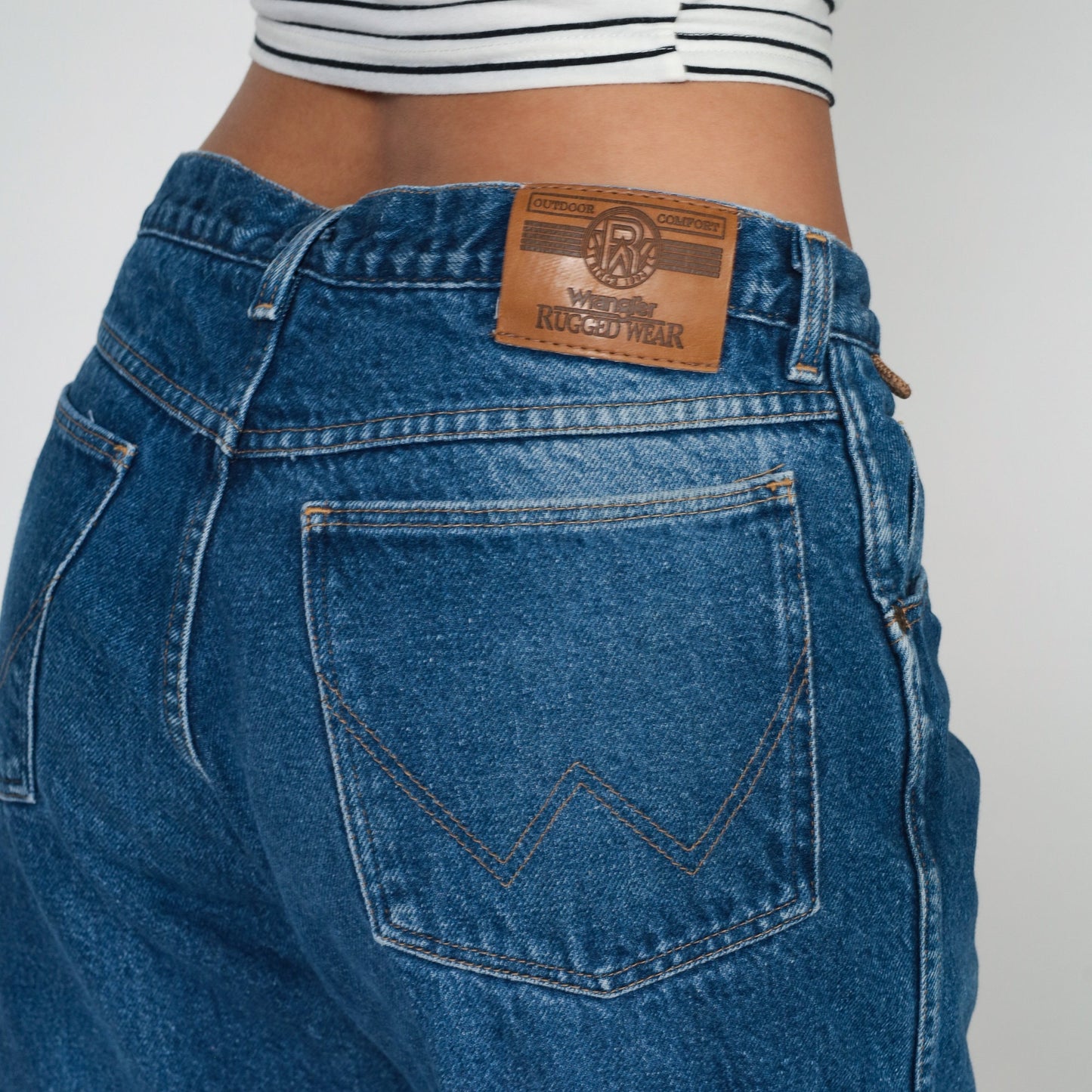Wrangler Rugged Wear Y2K Fleece-Lined Denim Jeans Blue Straight Leg Large 34x31