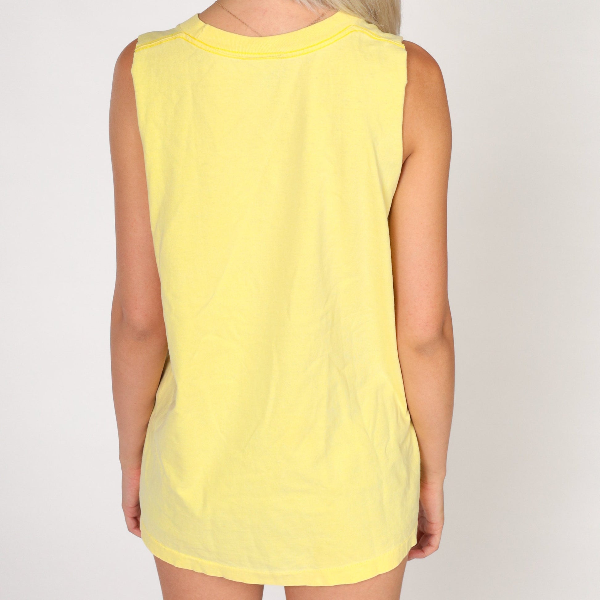 90s L-1011 TriStar Airplane Graphic Muscle Tank Yellow Medium Large