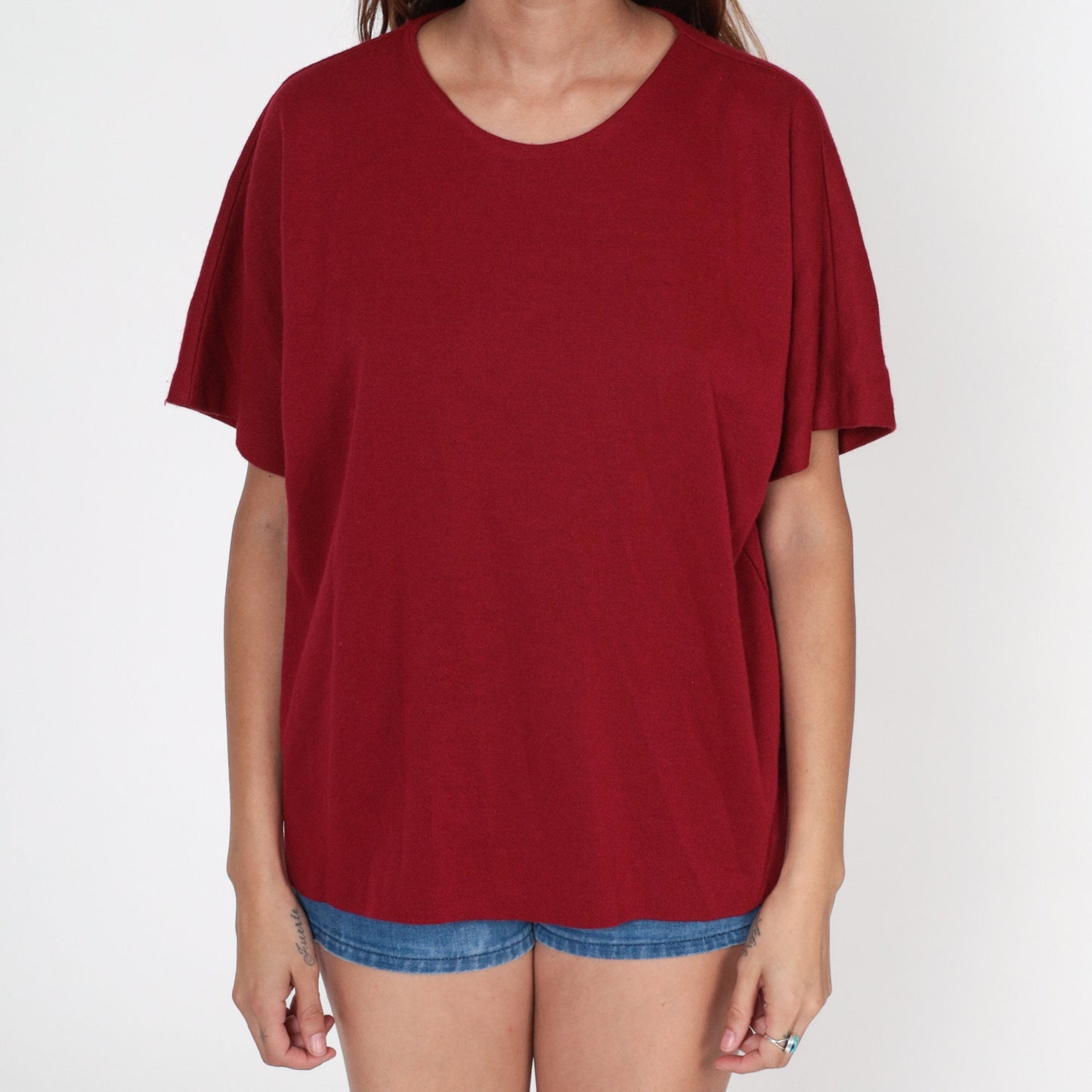 80s Dark Red Knit Short Sleeve Top Graff Women's Extra Large