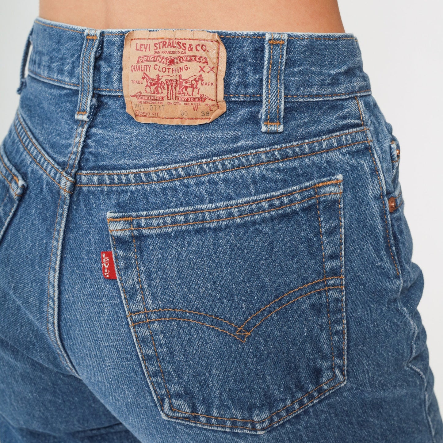 90s Levi's Student Jeans Straight Leg Mid Rise Blue Denim Extra Small XS