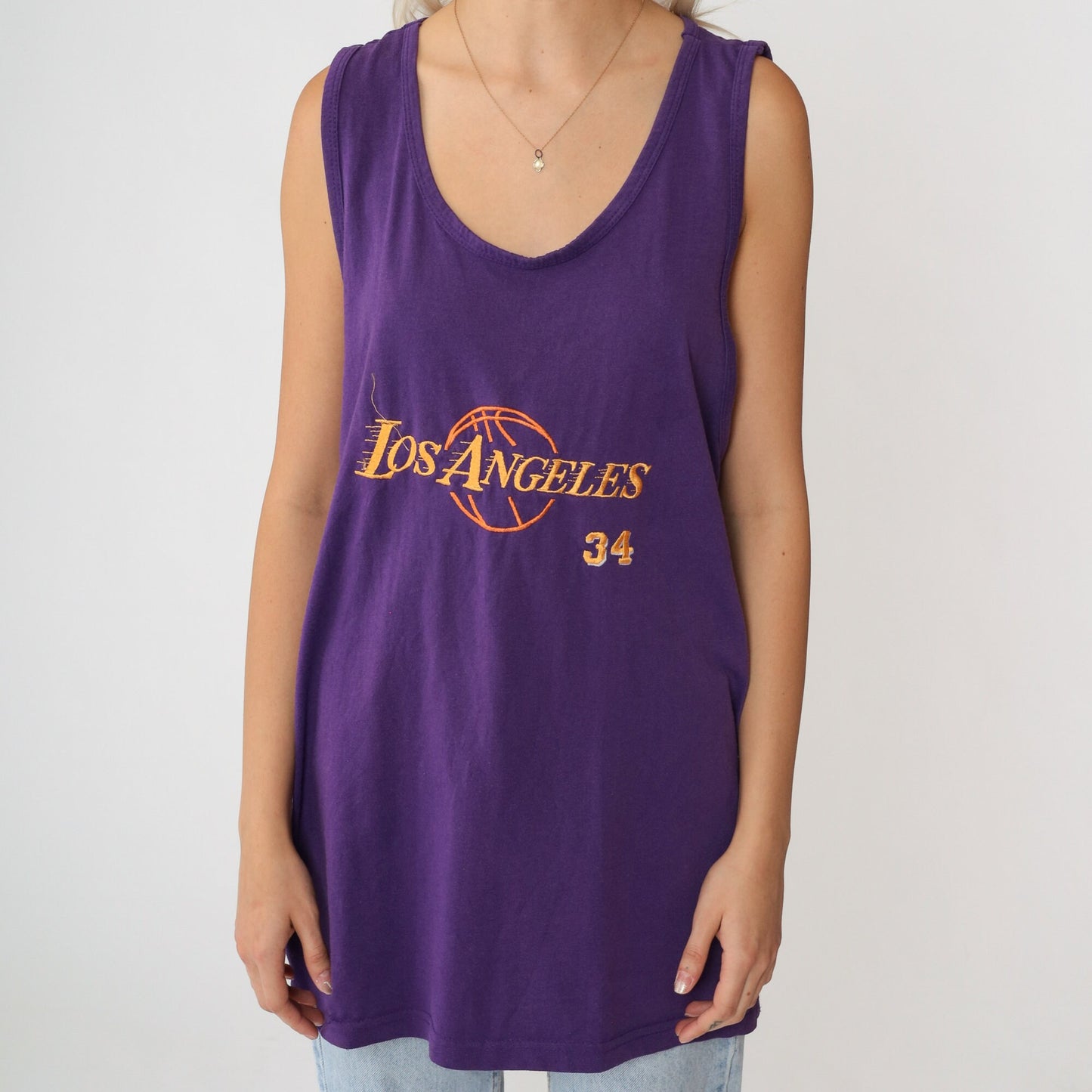 90s Lakers Shaq 34 Purple Basketball Tank Top Cotton Extra Large XXL