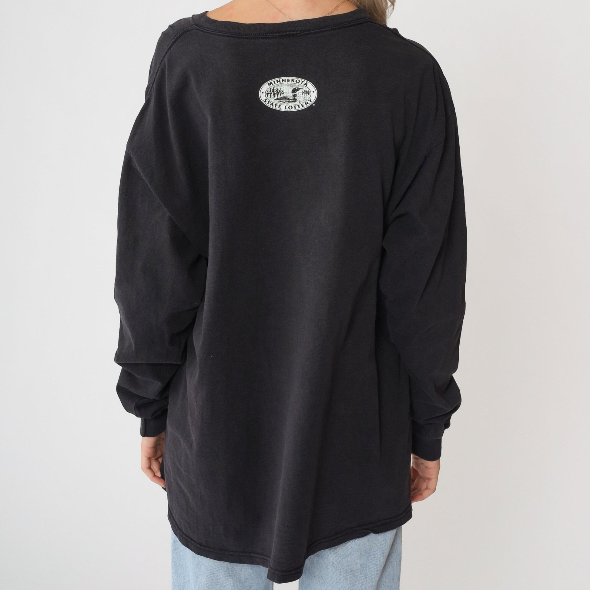 90s Minnesota Raffle Millionaire Loon Graphic Long Sleeve Tee Black Large L