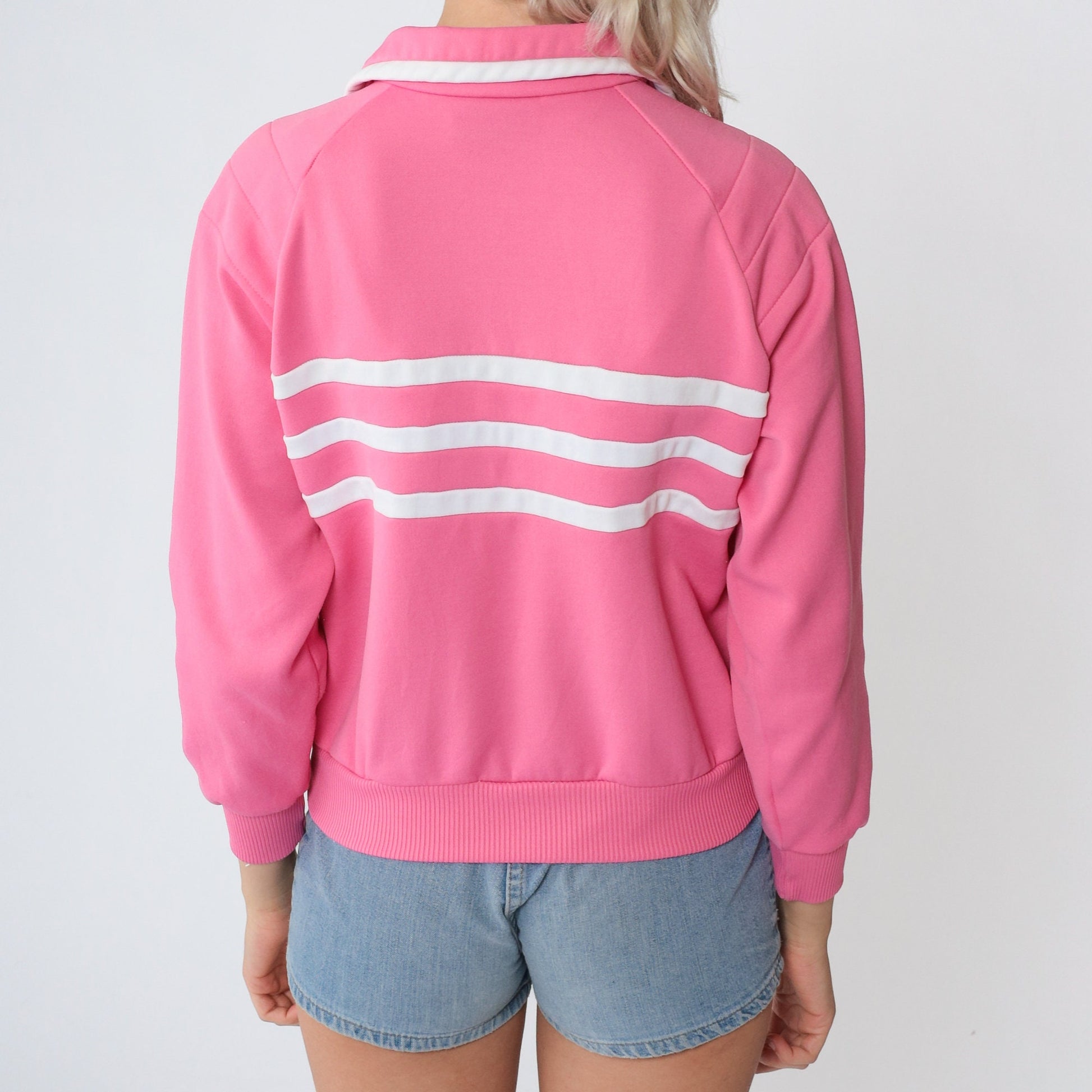 80s White Stag Track Jacket Hot Pink Striped Zip Up Small