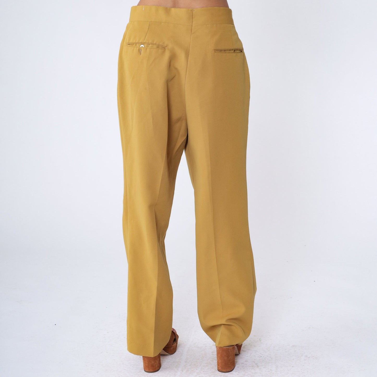 70s Mustard Yellow Straight Leg Trousers High Rise Men's 37 Large