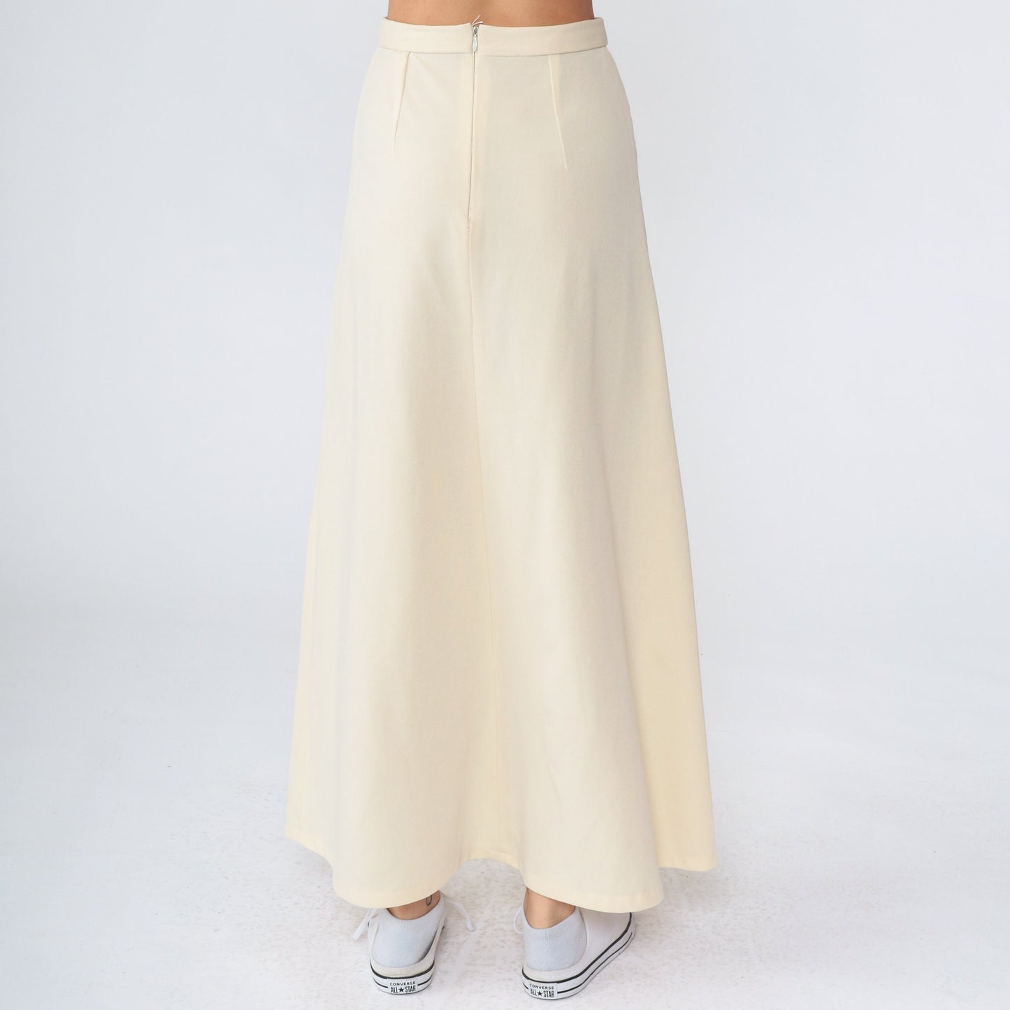 70s Cream High-Waisted Maxi Skirt Extra Small