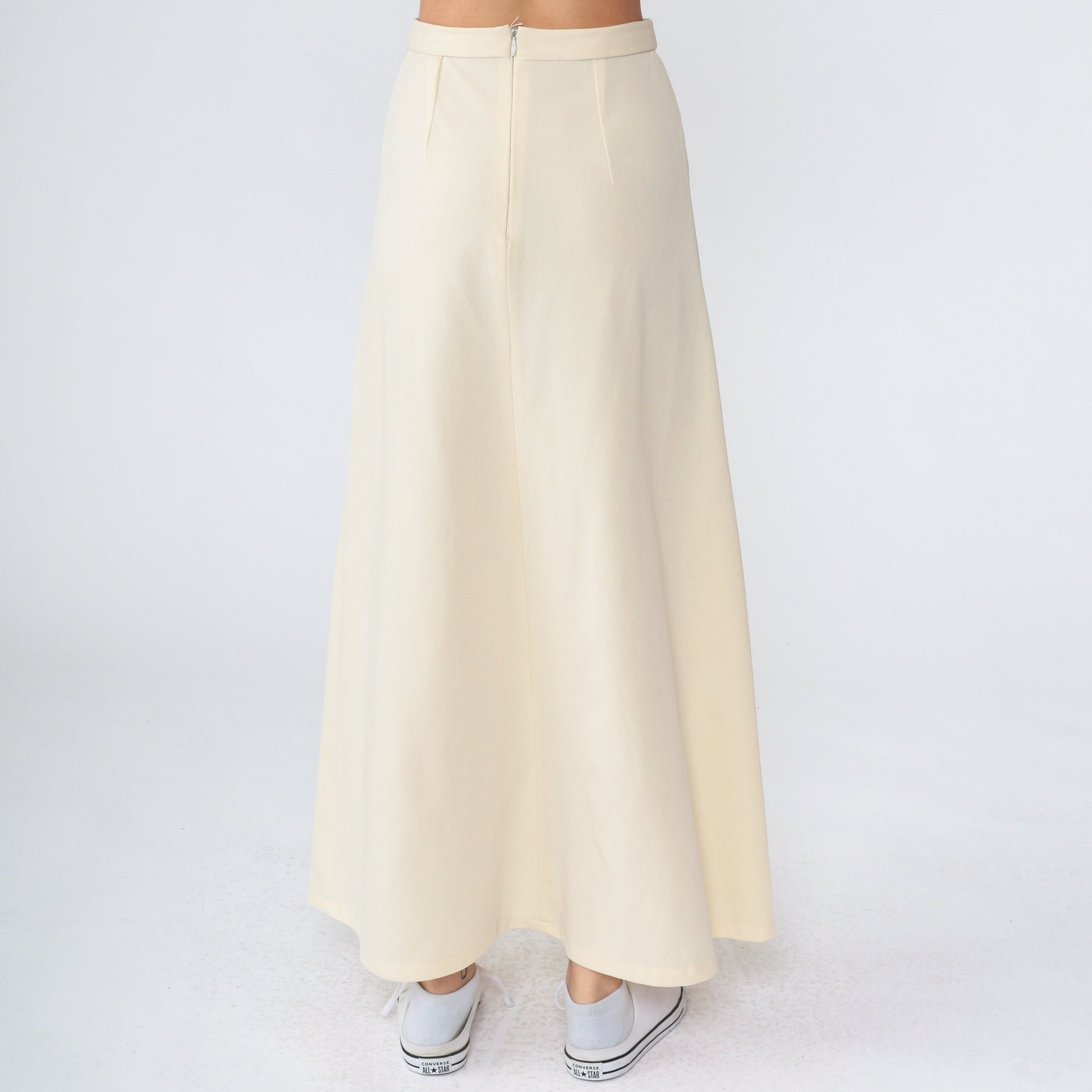 70s Cream High-Waisted Maxi Skirt Extra Small