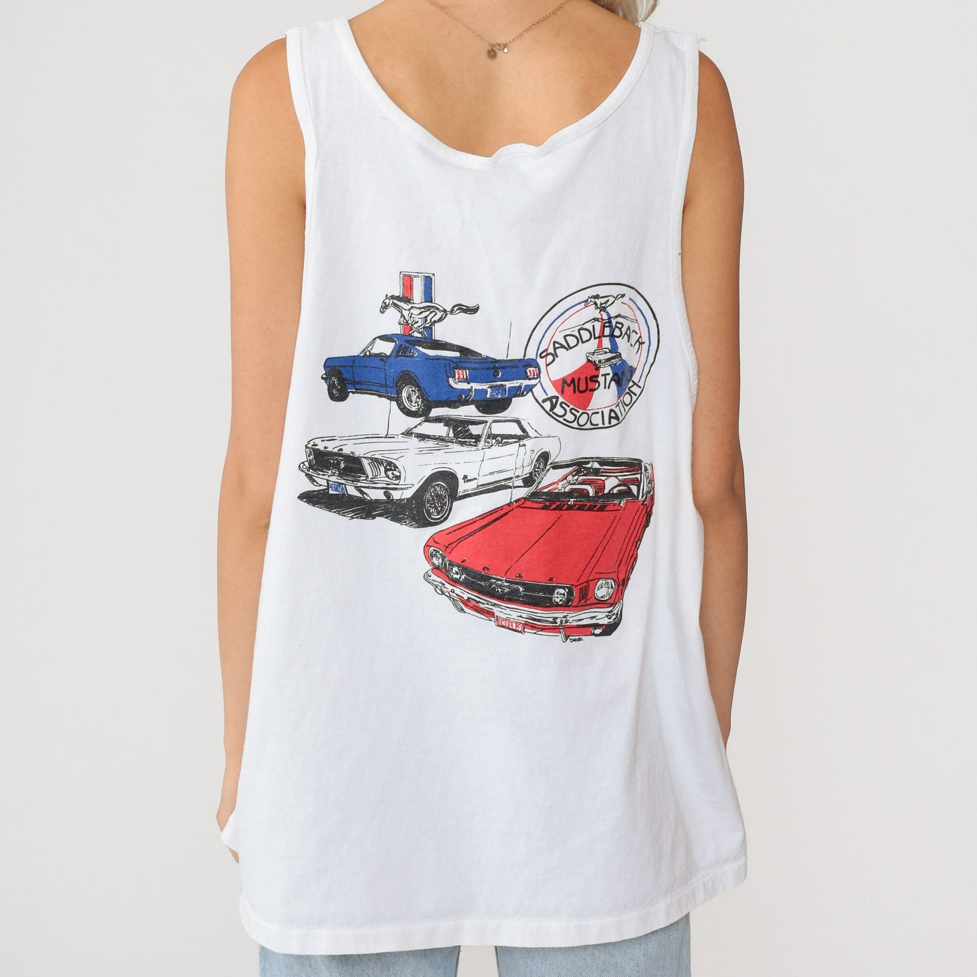 90s Saddleback Mustang Association Graphic Tank Top White Extra Large