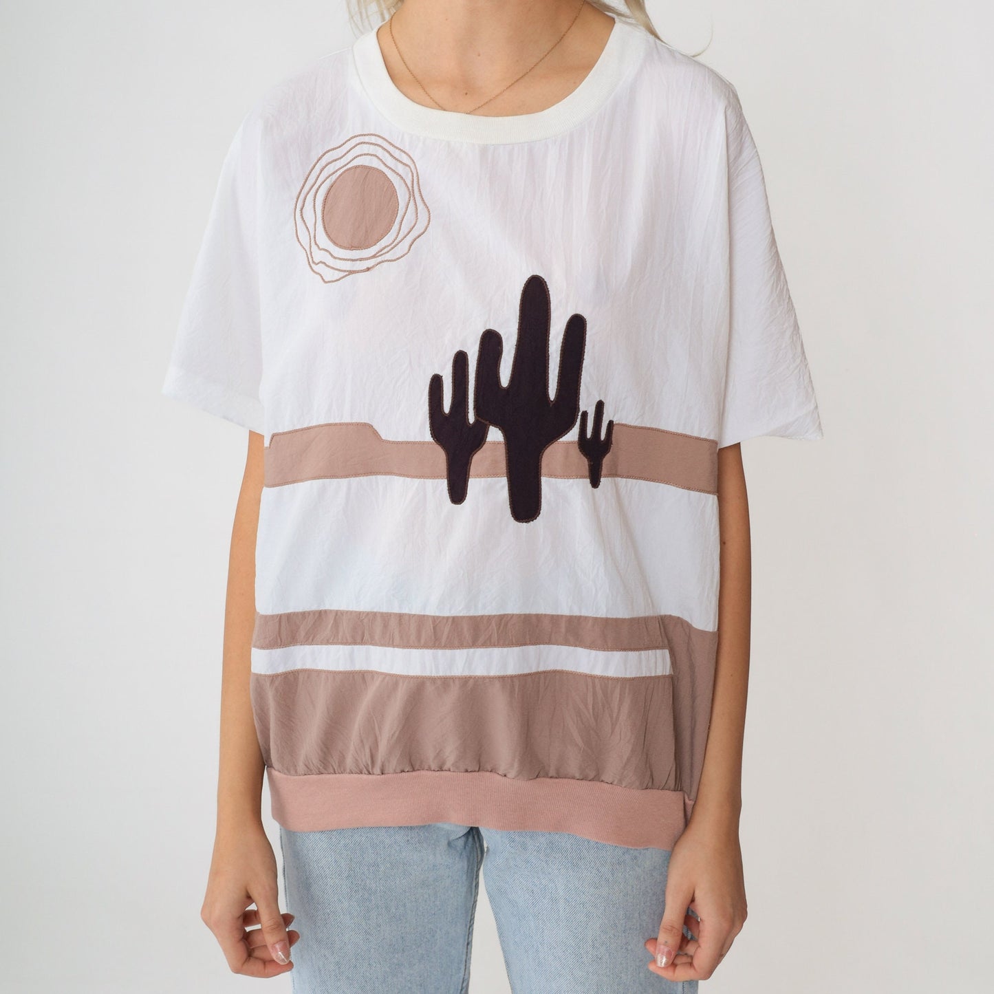90s Saguaro Cactus Desert Graphic Shirt Southwest Banded Hem Small
