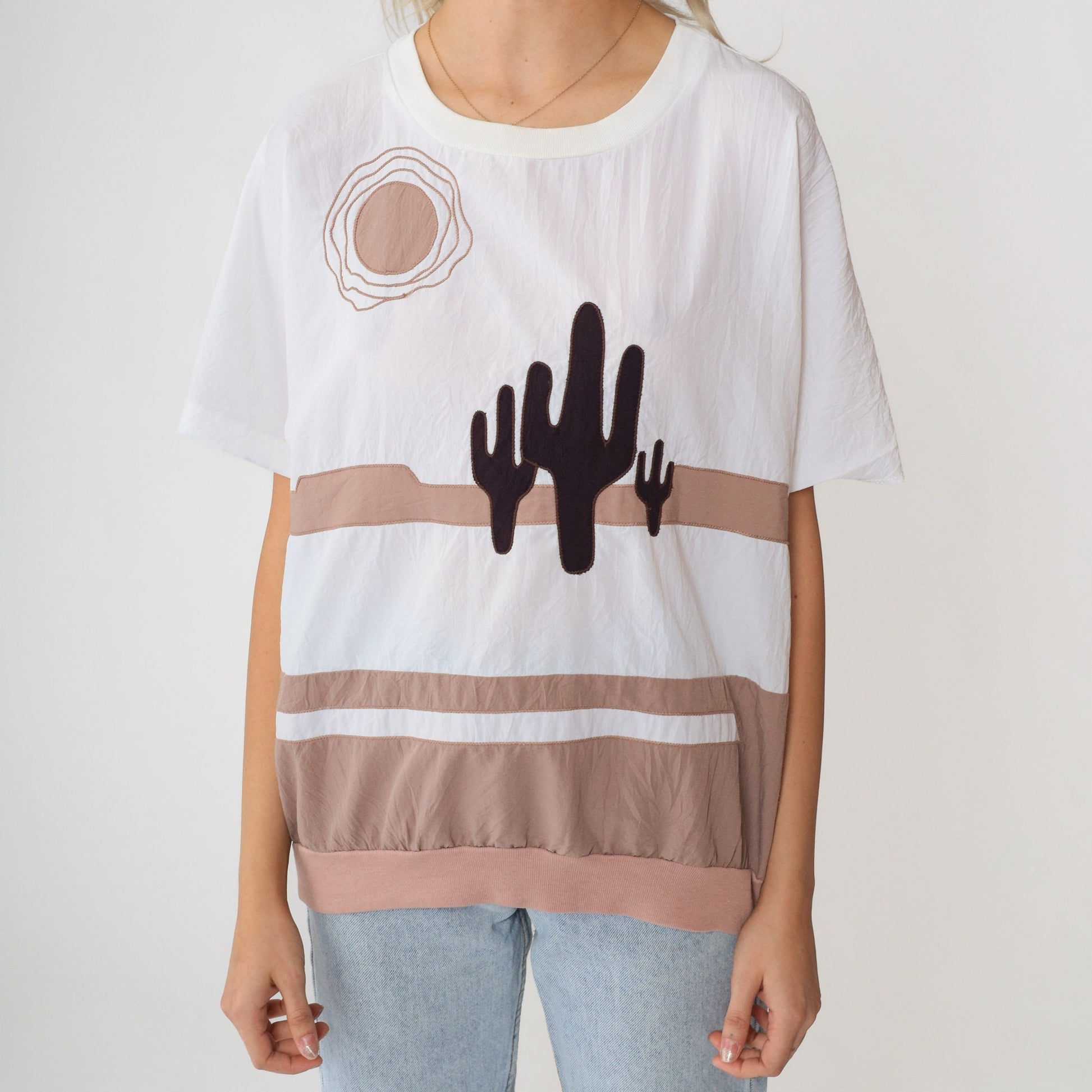 90s Saguaro Cactus Desert Graphic Shirt Southwest Banded Hem Small
