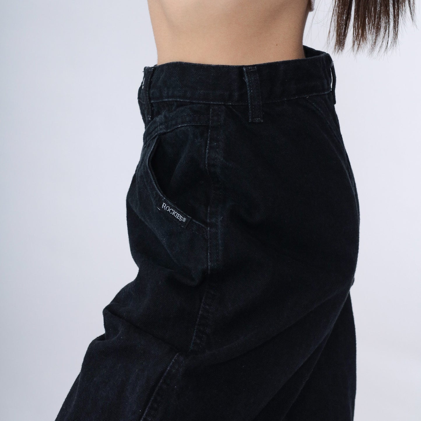 90s Rocky Mountain Black Denim High Waisted Jeans Tapered Leg Small