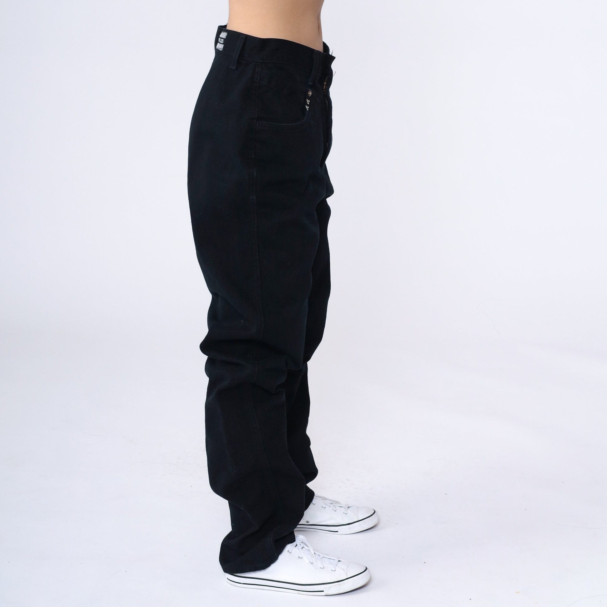 90s Rockies Black Denim High Waisted Tapered Jeans Yoke 29 Long